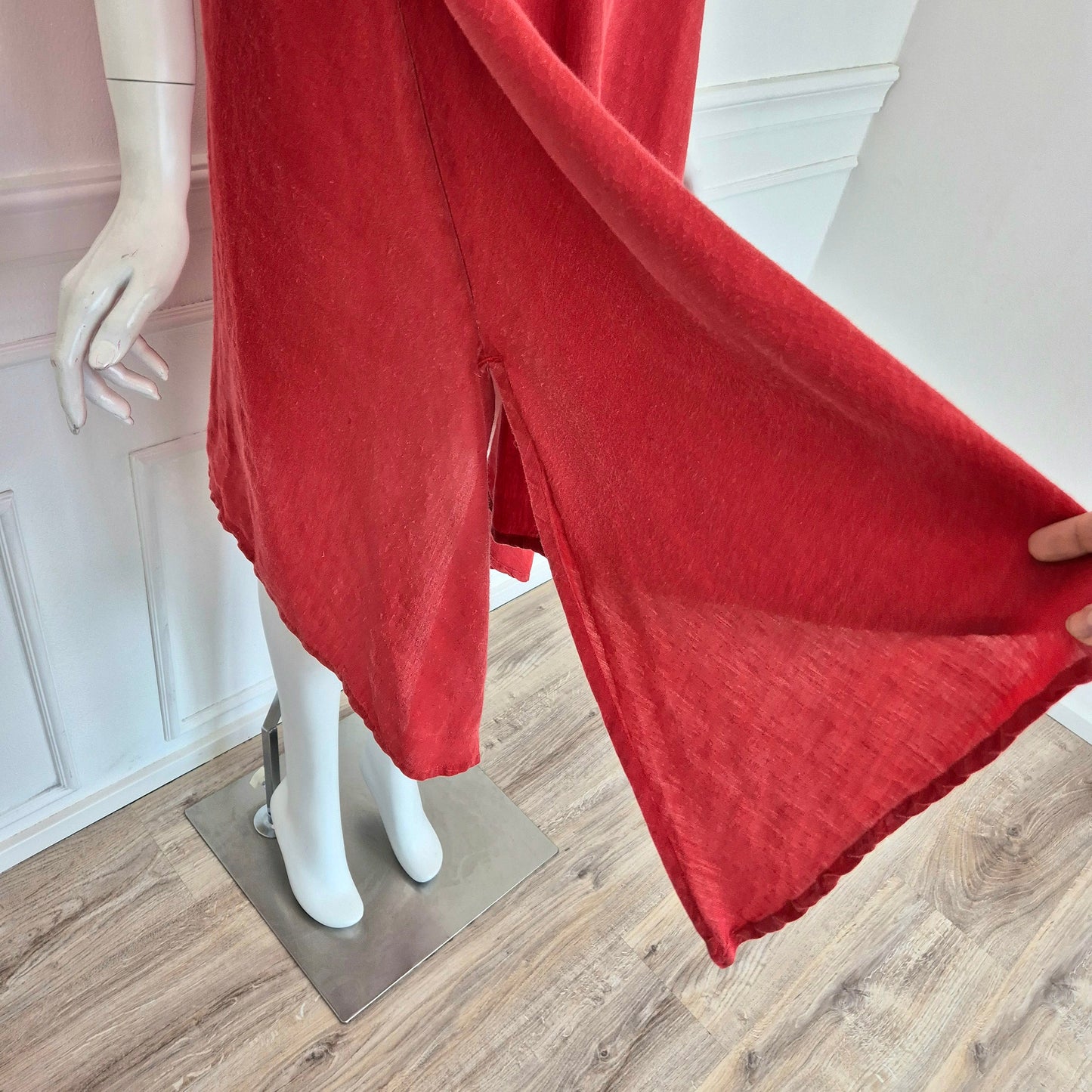 Romeo Gigli | Abito rosso asimmetrico misto lino