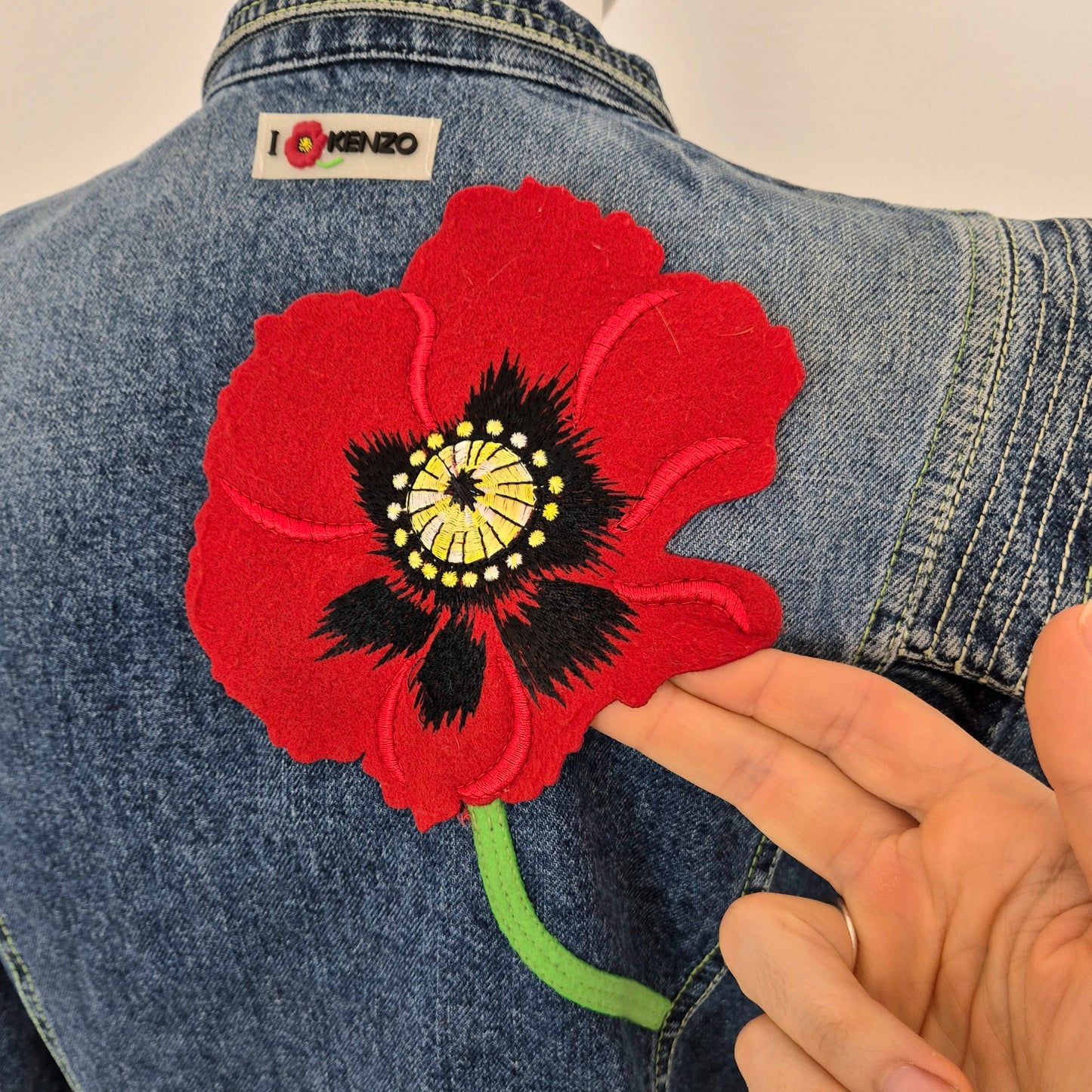 Kenzo | Giubbino in denim con papavero