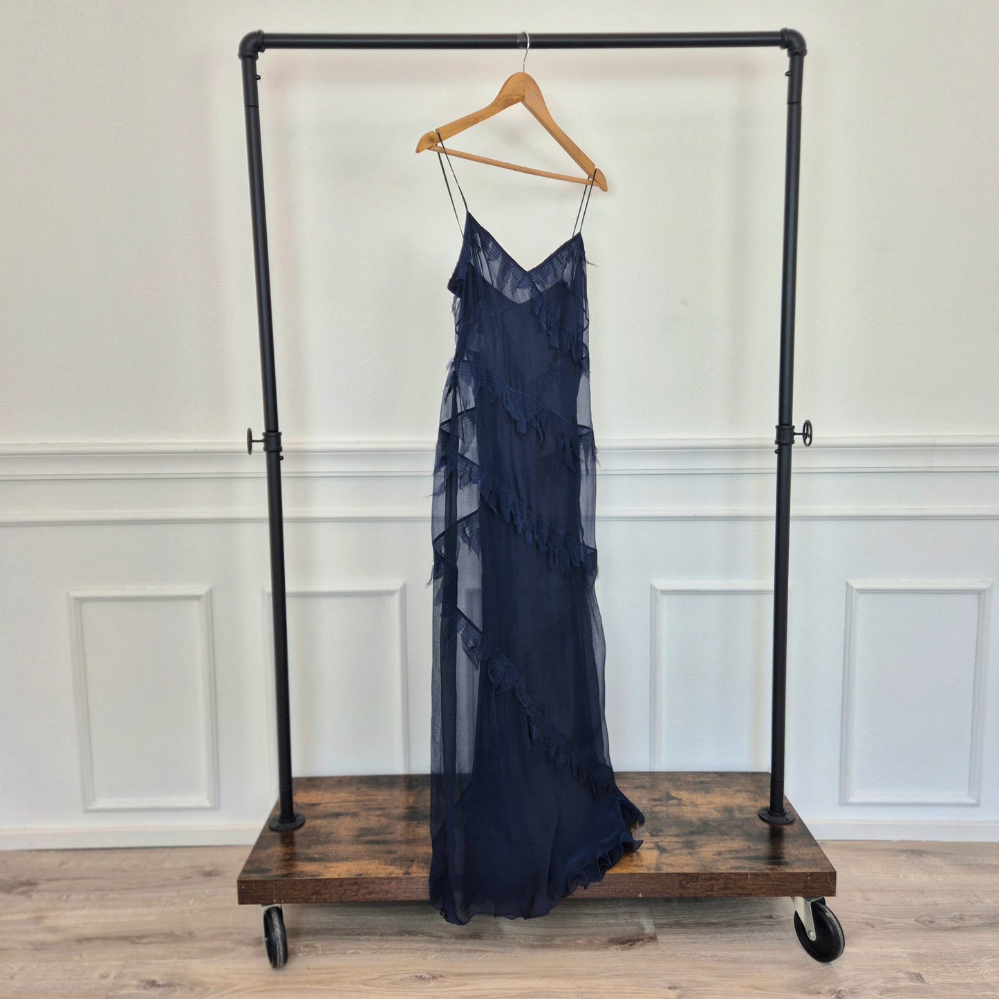 Alberta Ferretti | Abito lungo in seta blu