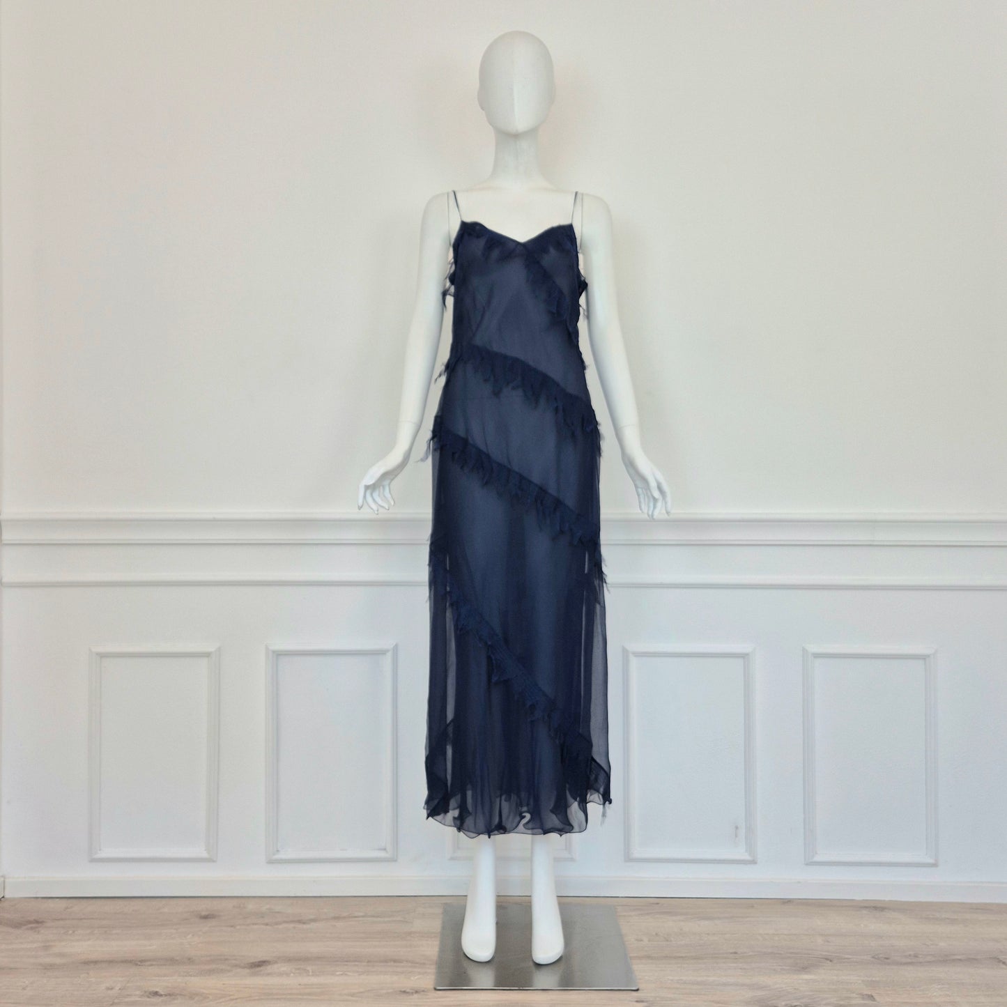 Alberta Ferretti | Abito lungo in seta blu