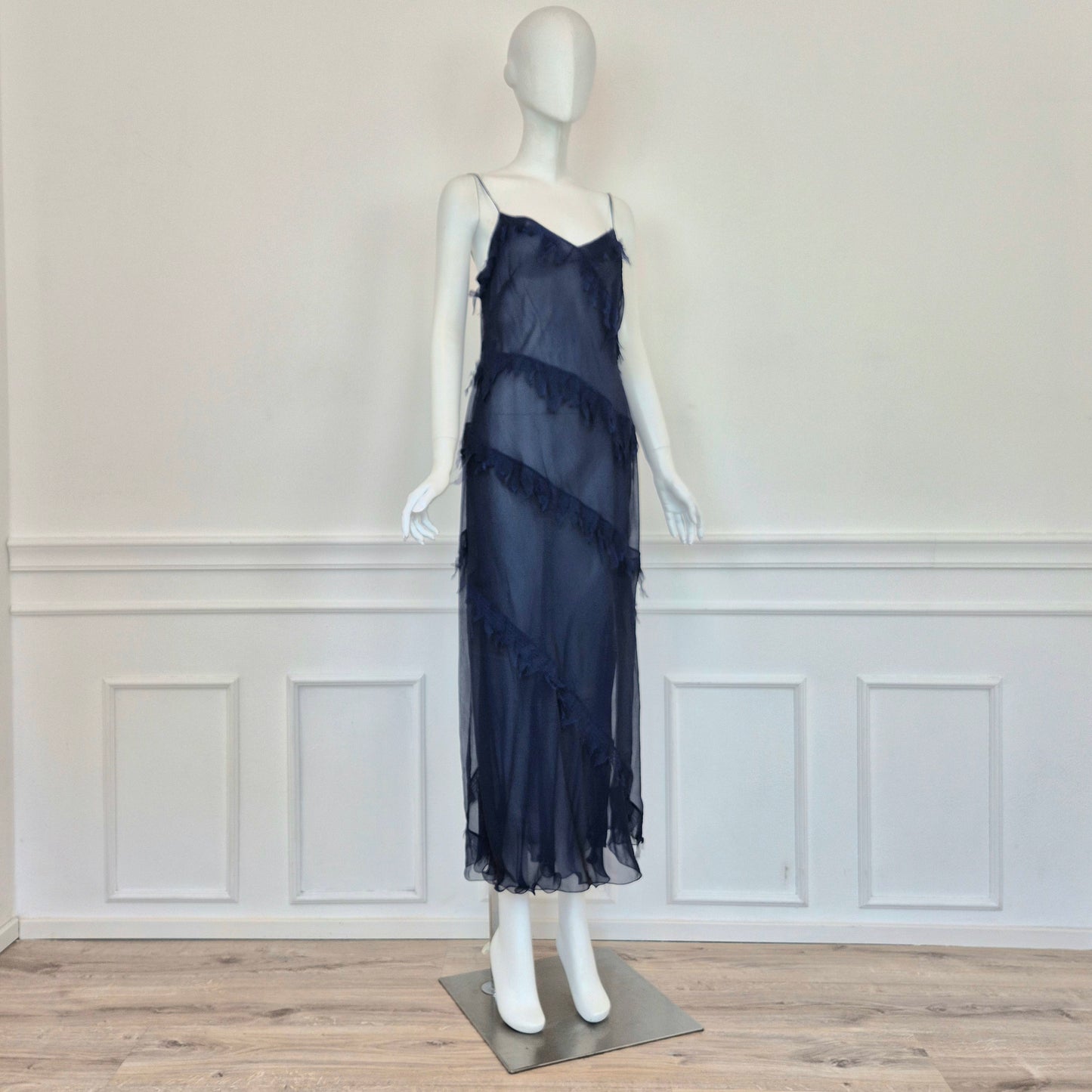 Alberta Ferretti | Abito lungo in seta blu