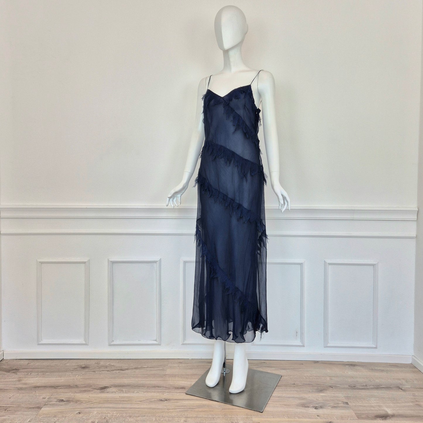 Alberta Ferretti | Abito lungo in seta blu