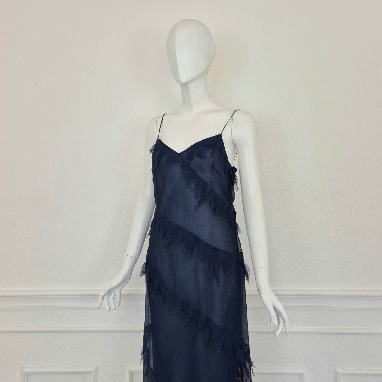 Alberta Ferretti | Abito lungo in seta blu