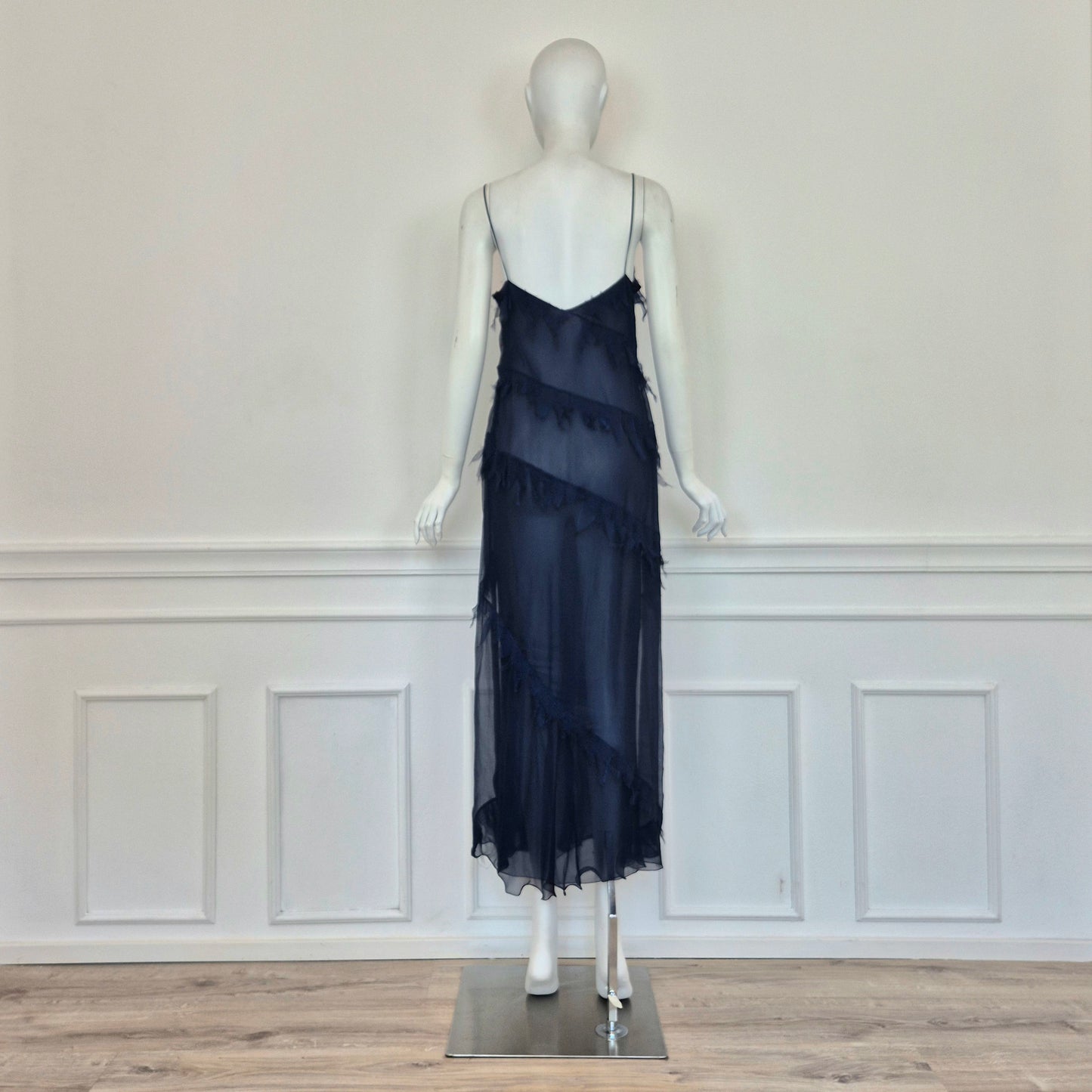 Alberta Ferretti | Abito lungo in seta blu