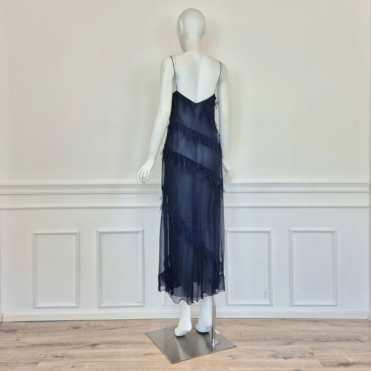 Alberta Ferretti | Abito lungo in seta blu