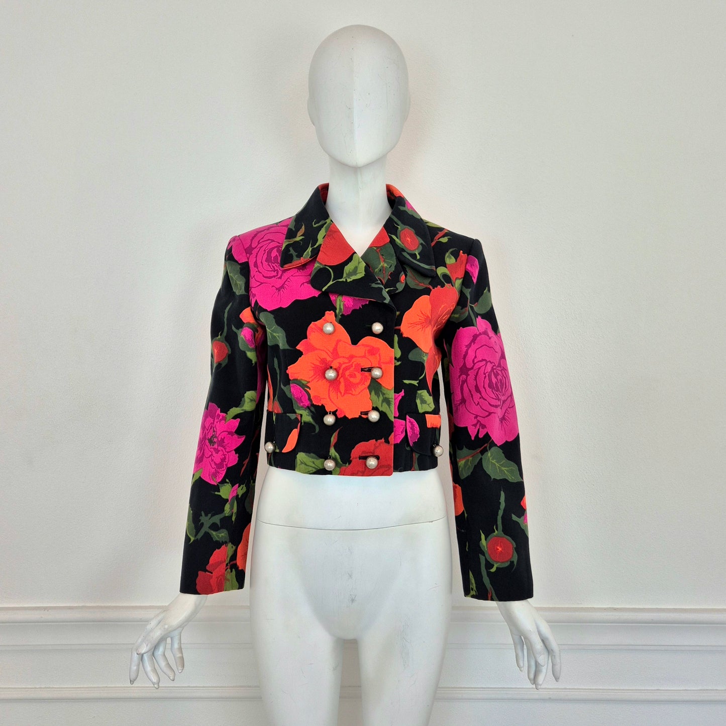 Moschino | Giacca corta doppiopetto con rose