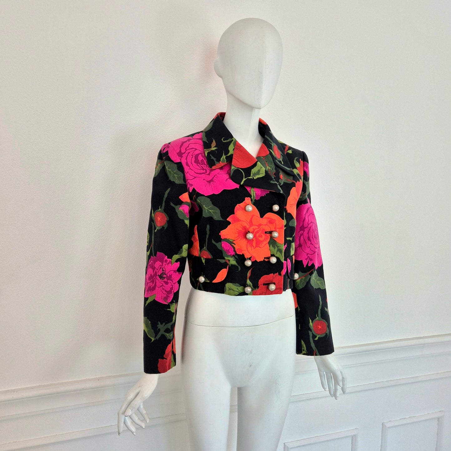 Moschino | Giacca corta doppiopetto con rose