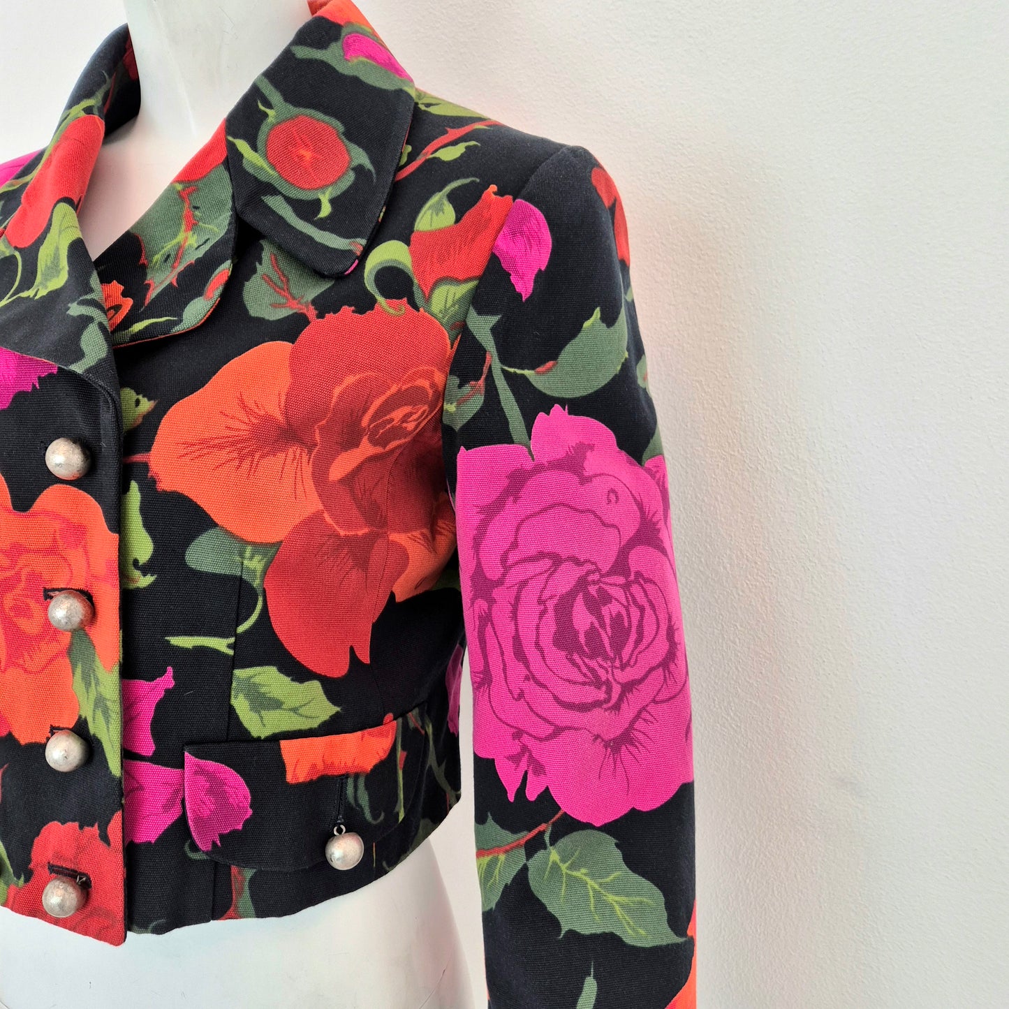 Moschino | Giacca corta doppiopetto con rose