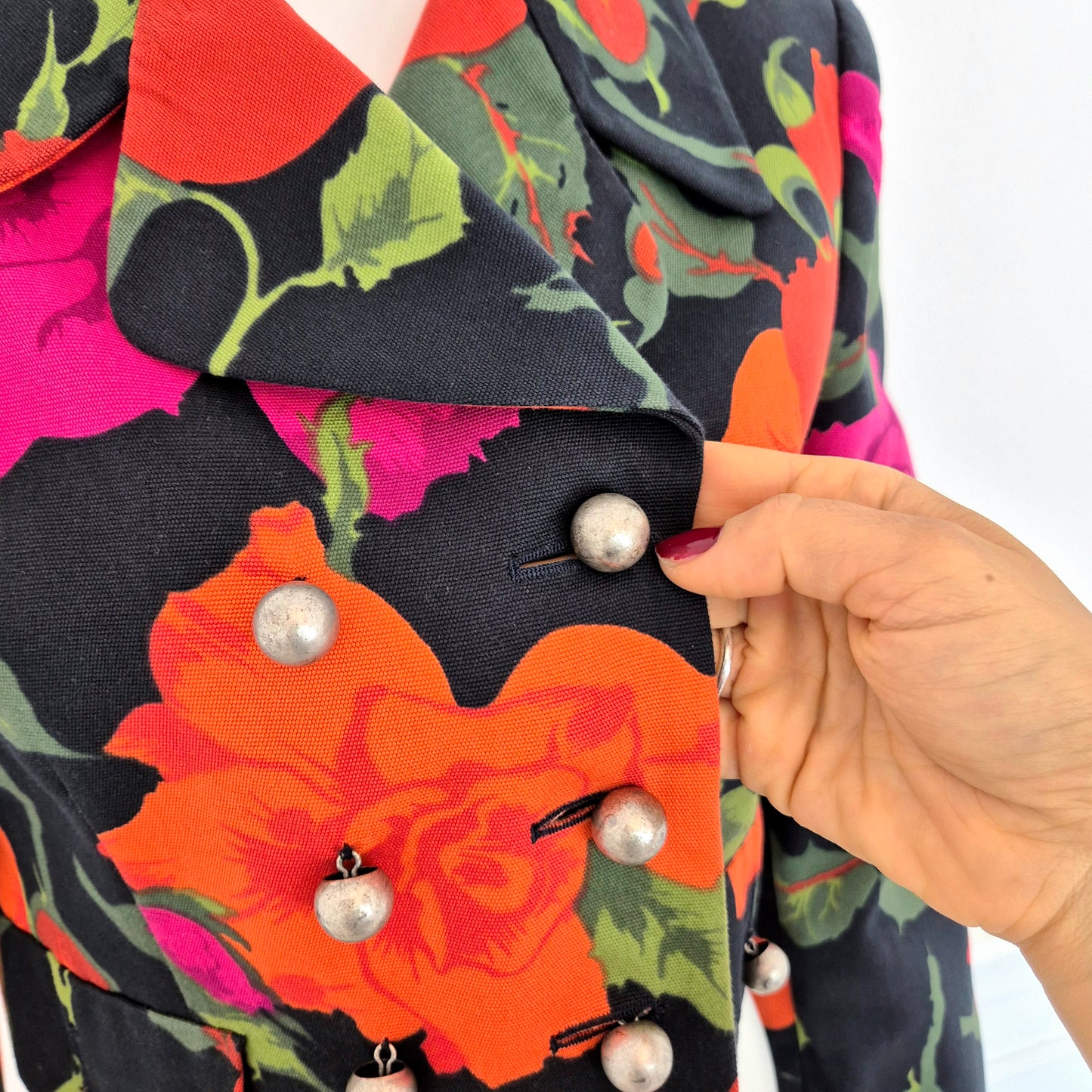 Moschino | Giacca corta doppiopetto con rose