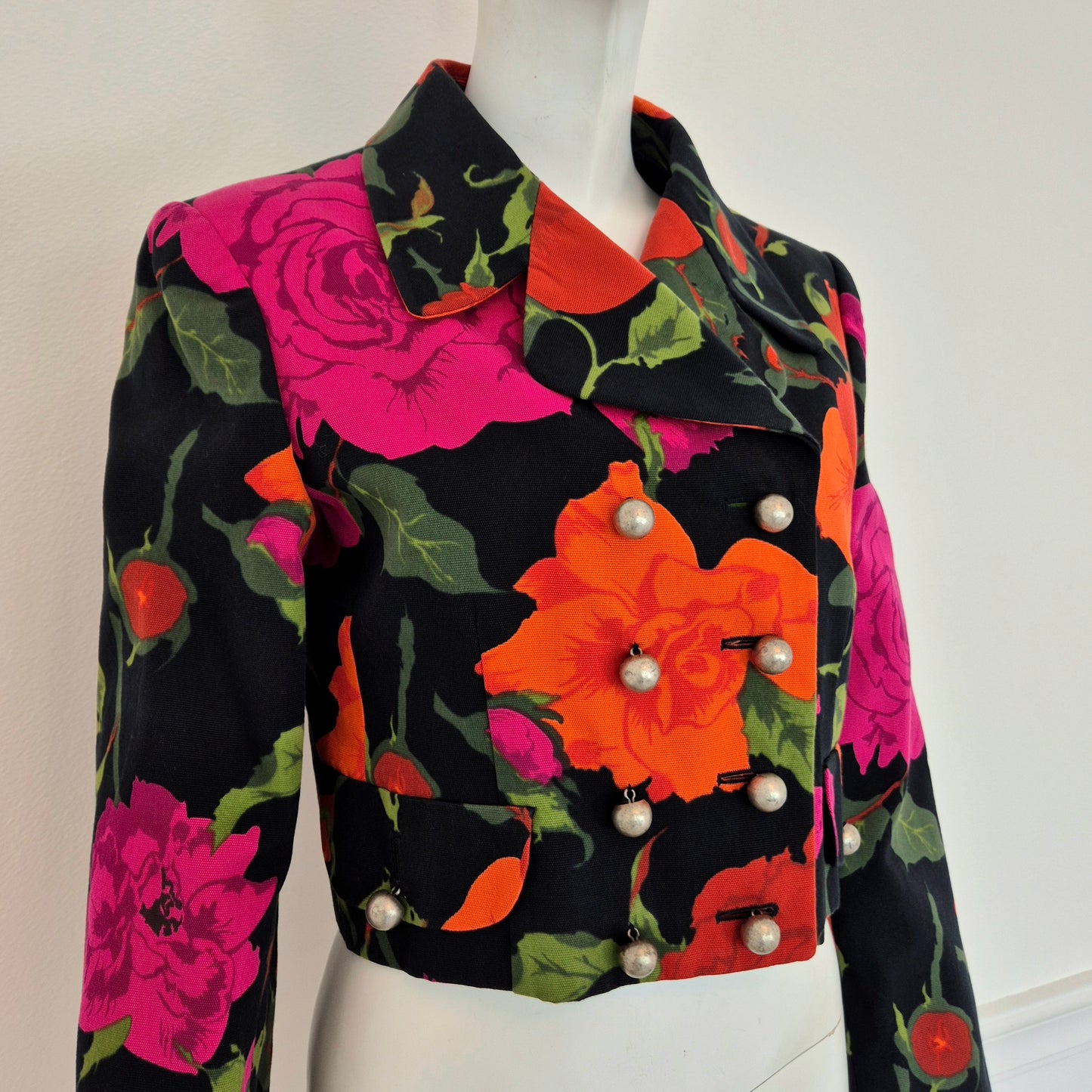 Moschino | Giacca corta doppiopetto con rose