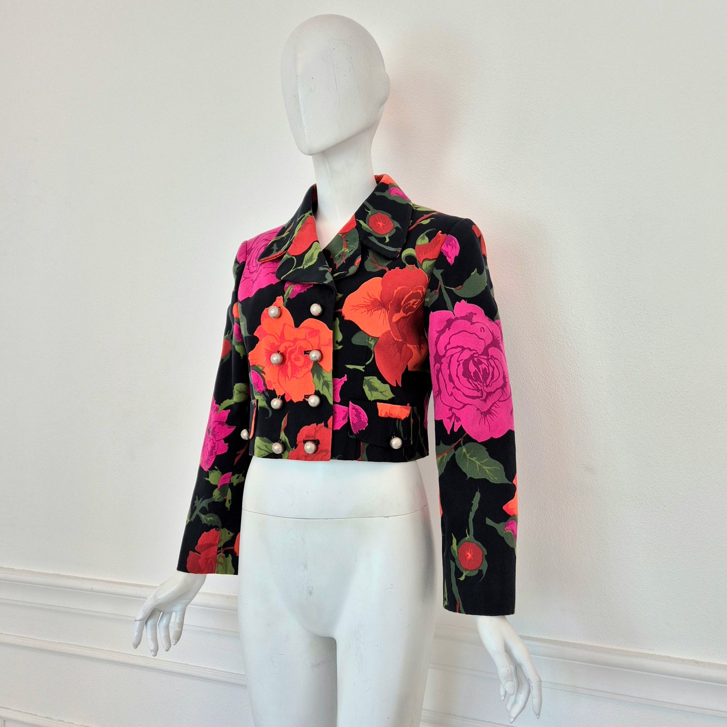 Moschino | Giacca corta doppiopetto con rose