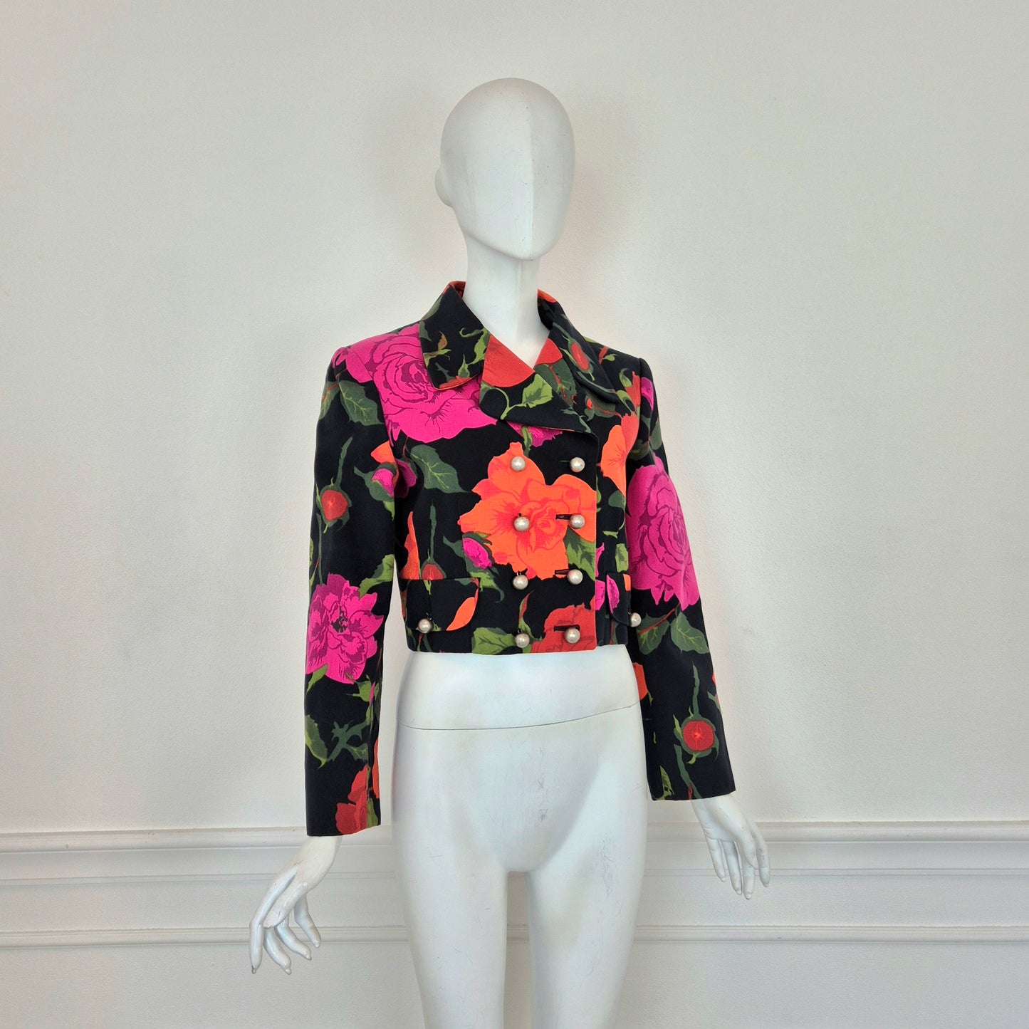 Moschino | Giacca corta doppiopetto con rose