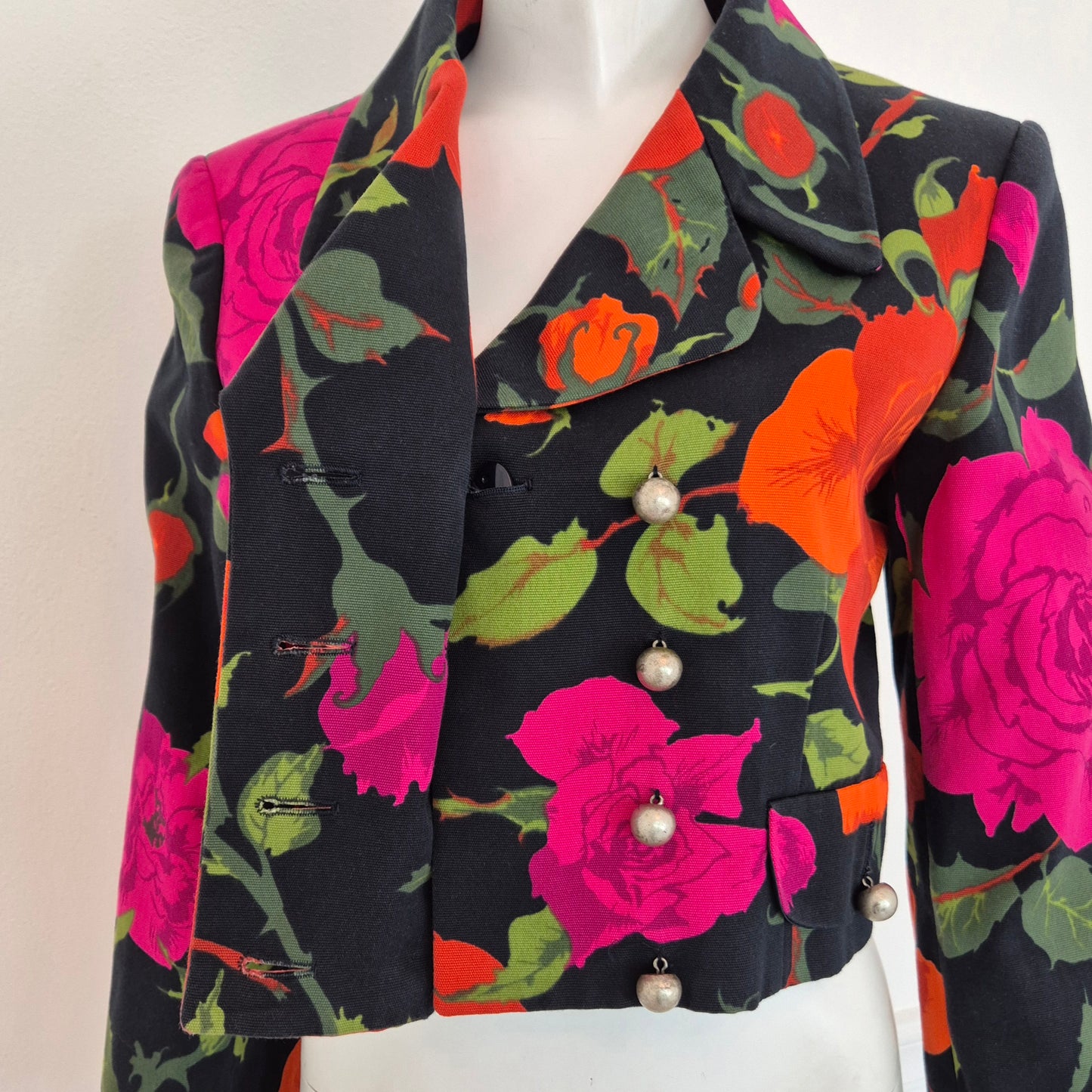 Moschino | Giacca corta doppiopetto con rose