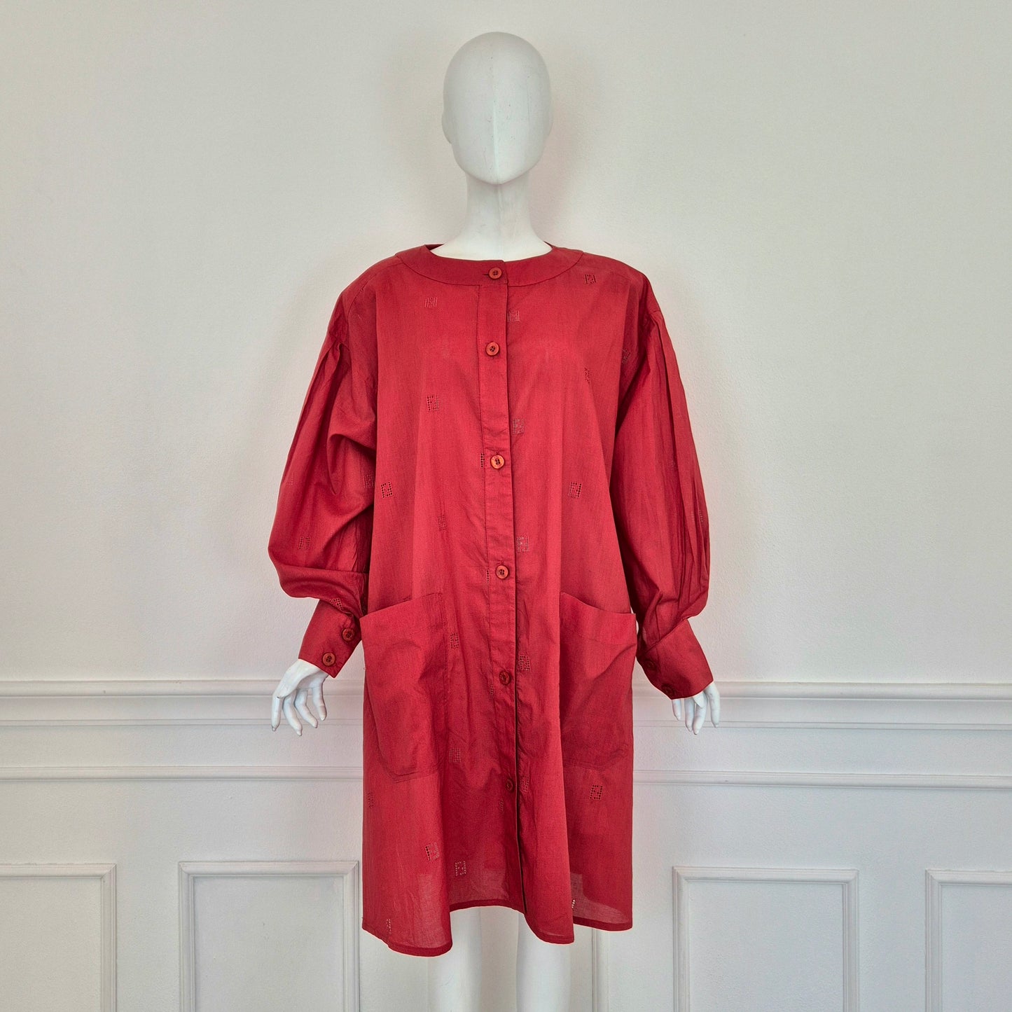 Fendi | Abito-camicione logato in cotone rosso