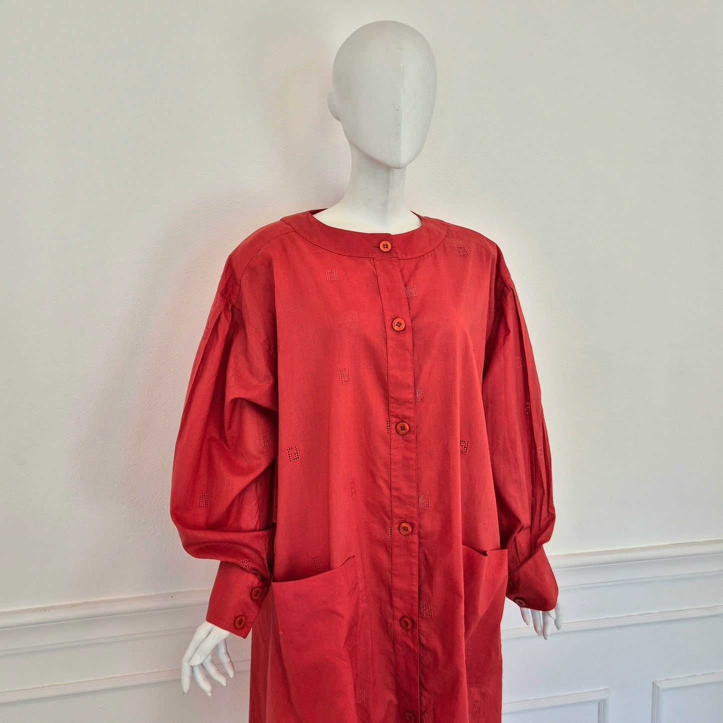 Fendi | Abito-camicione logato in cotone rosso