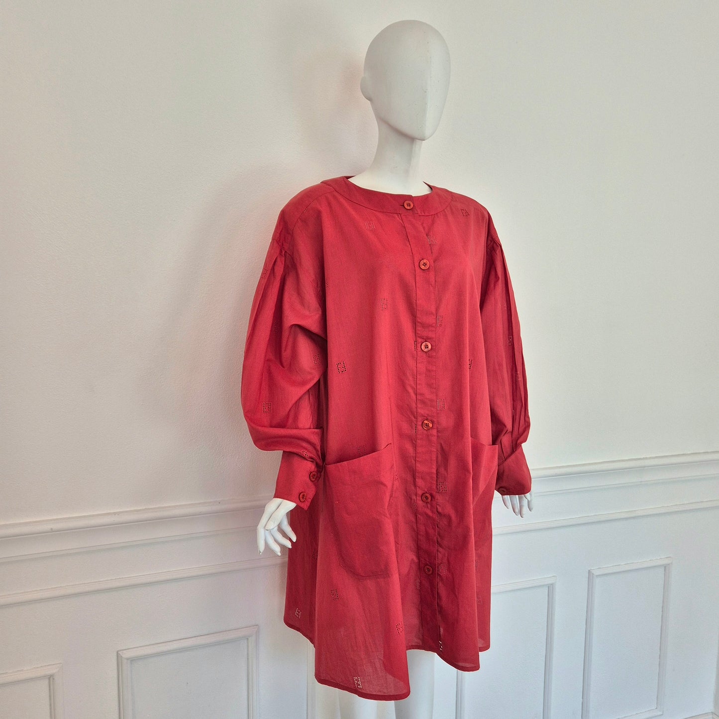 Fendi | Abito-camicione logato in cotone rosso