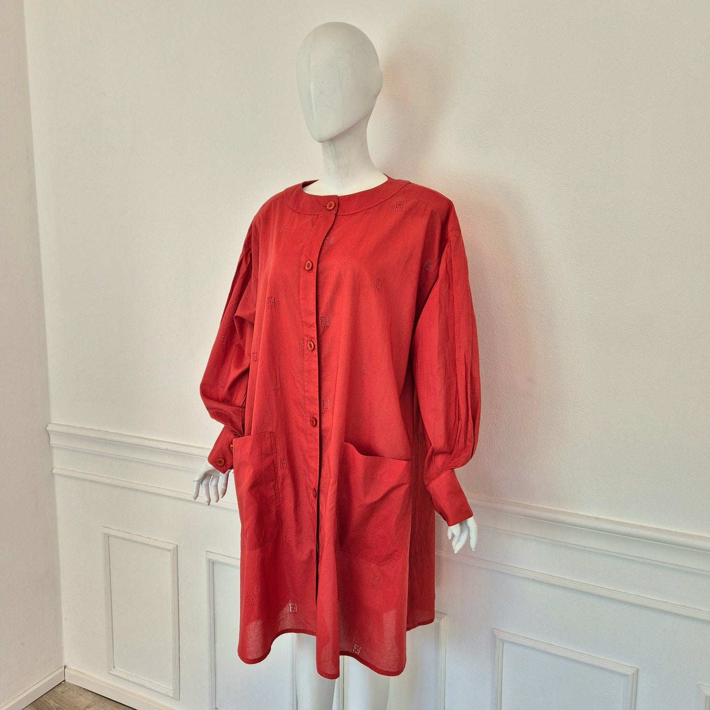Fendi | Abito-camicione logato in cotone rosso