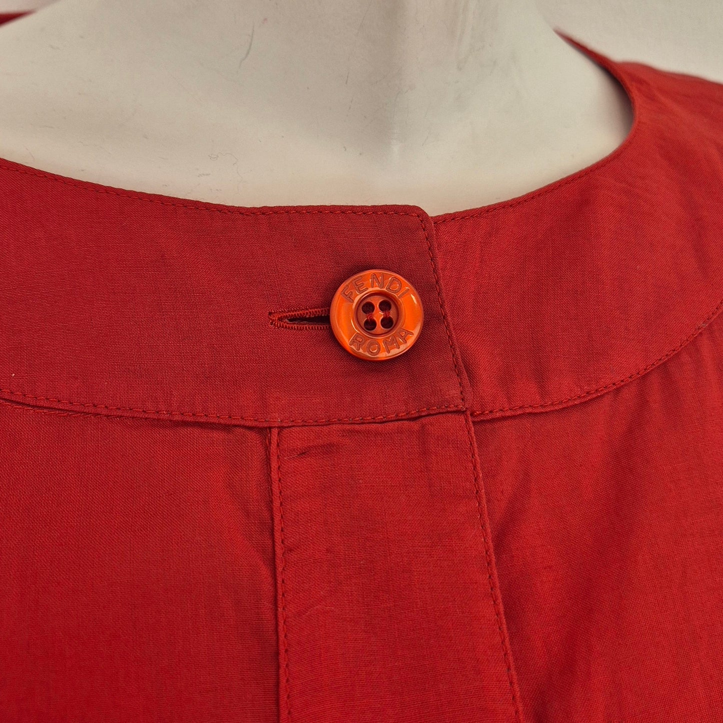 Fendi | Abito-camicione logato in cotone rosso