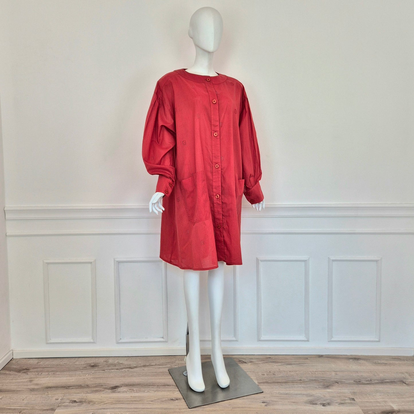 Fendi | Abito-camicione logato in cotone rosso