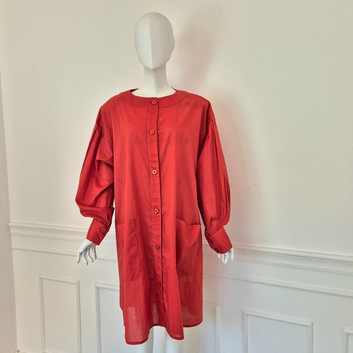 Fendi | Abito-camicione logato in cotone rosso