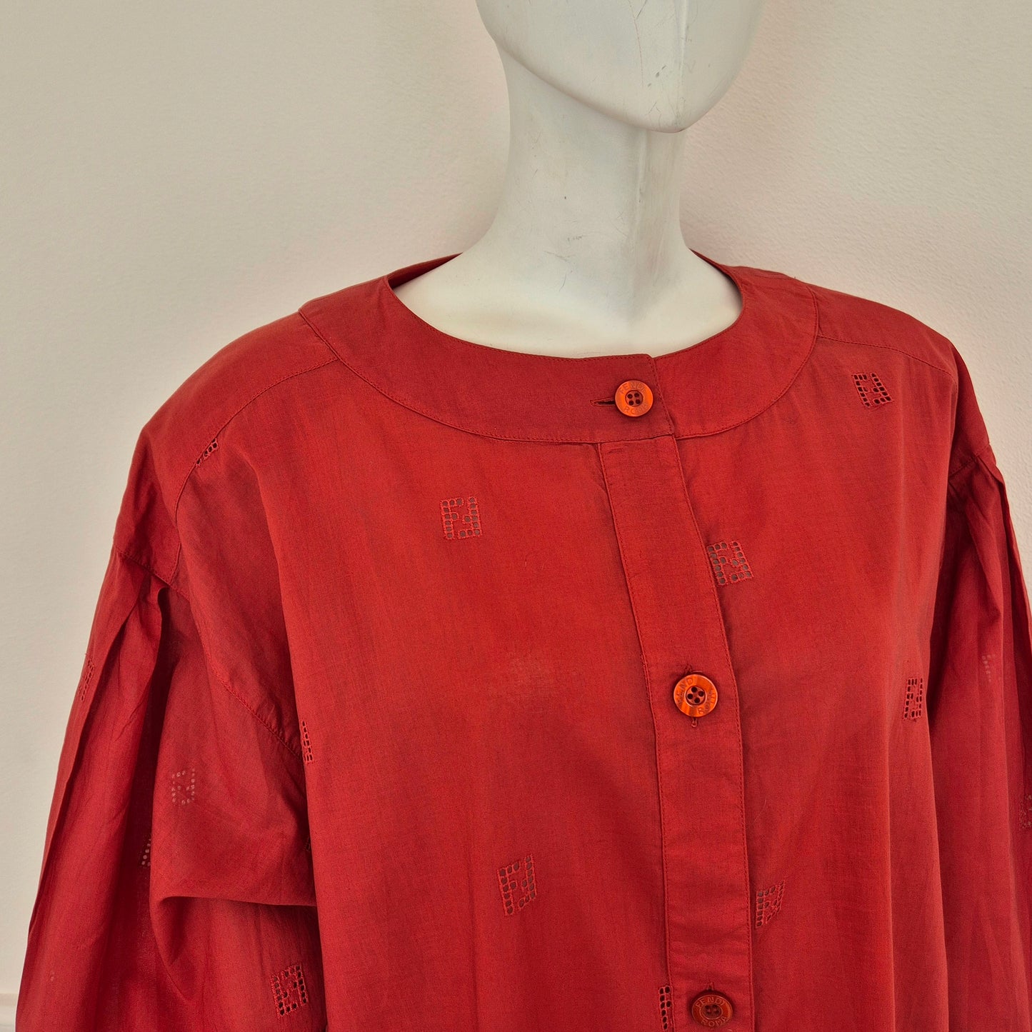 Fendi | Abito-camicione logato in cotone rosso