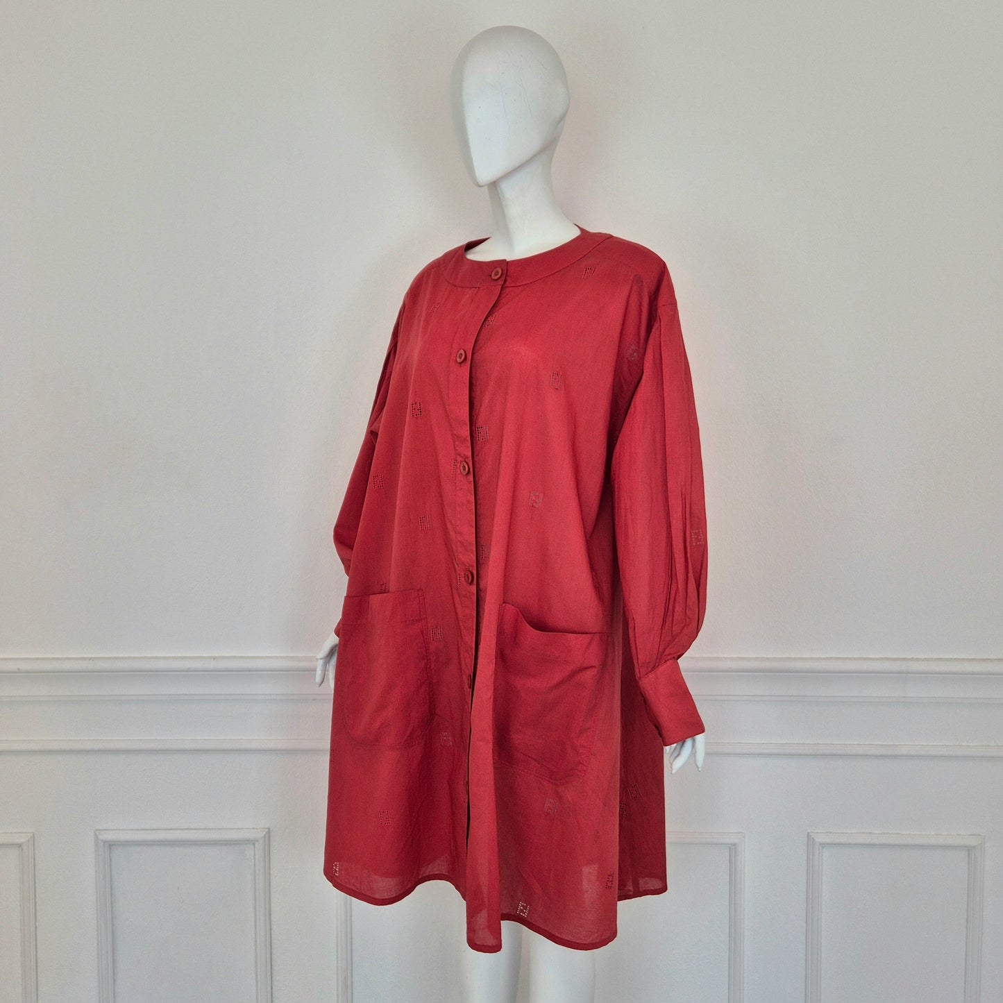 Fendi | Abito-camicione logato in cotone rosso