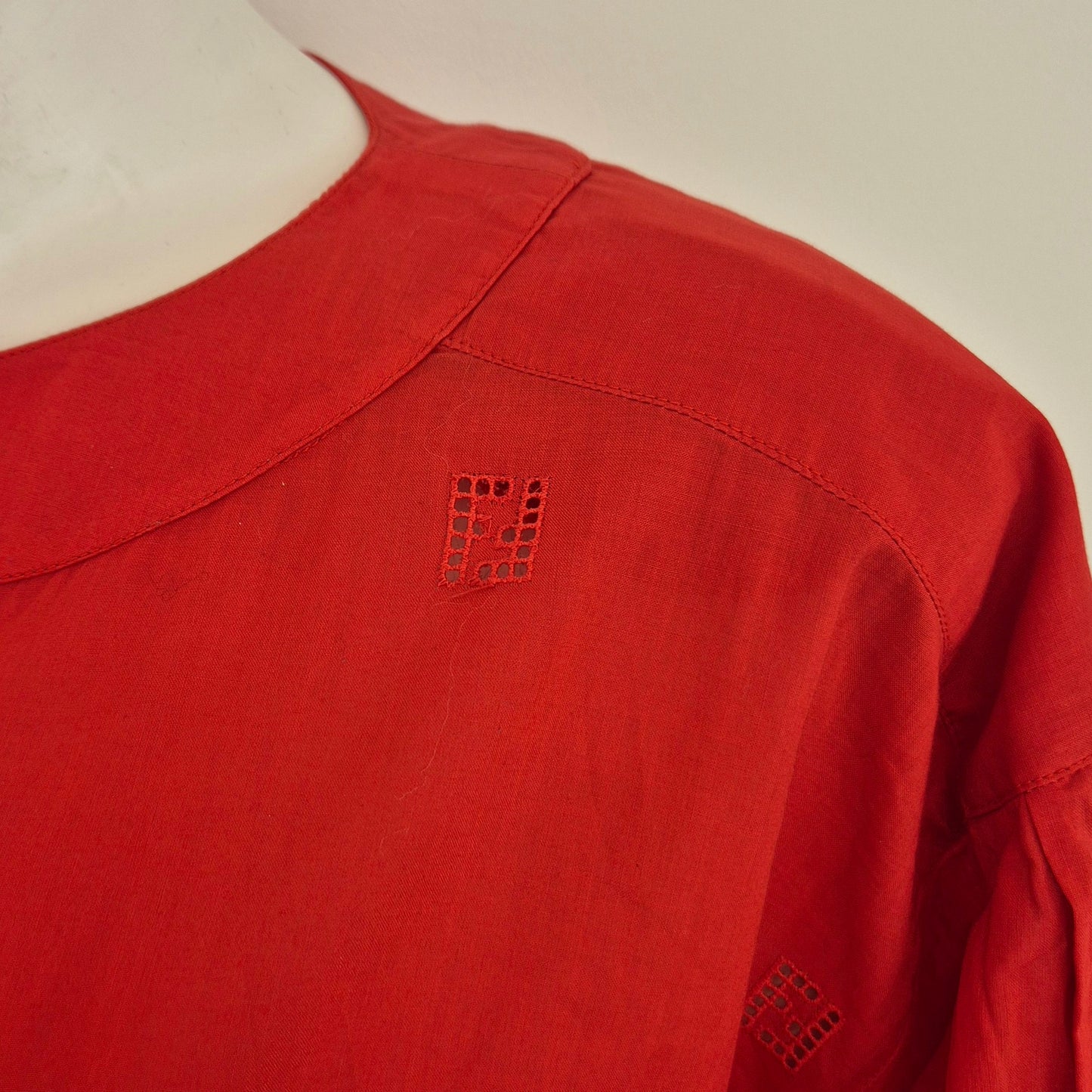 Fendi | Abito-camicione logato in cotone rosso