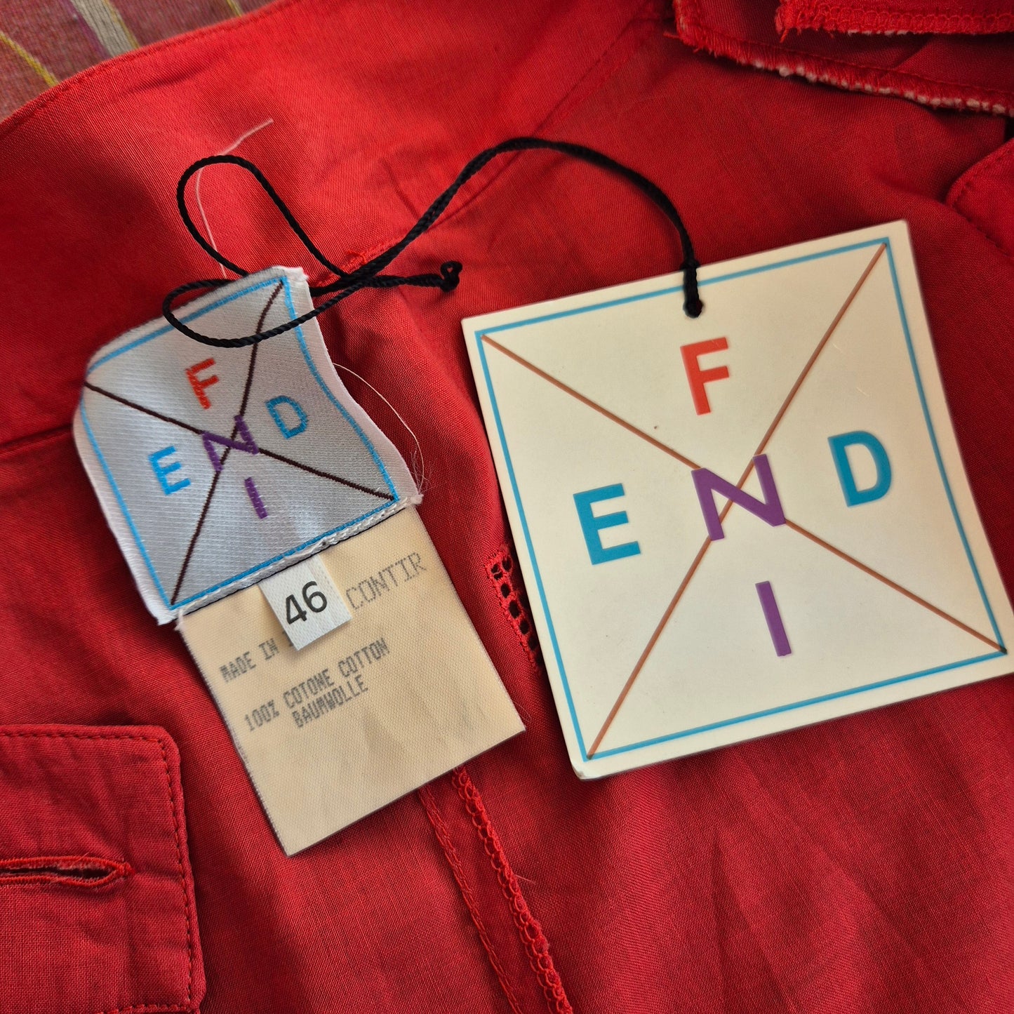 Fendi | Abito-camicione logato in cotone rosso