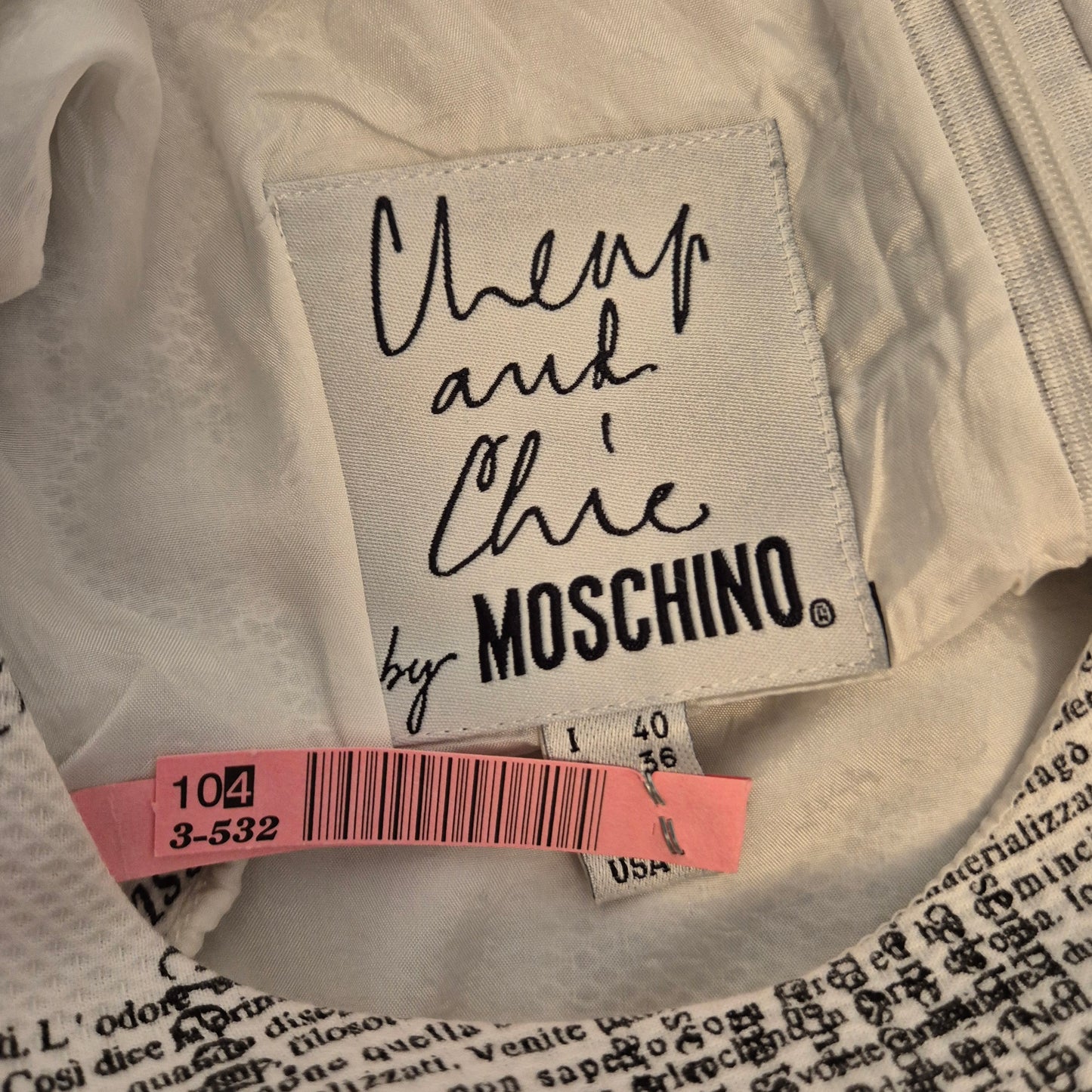 Moschino | Tubino bianco con scritte nere
