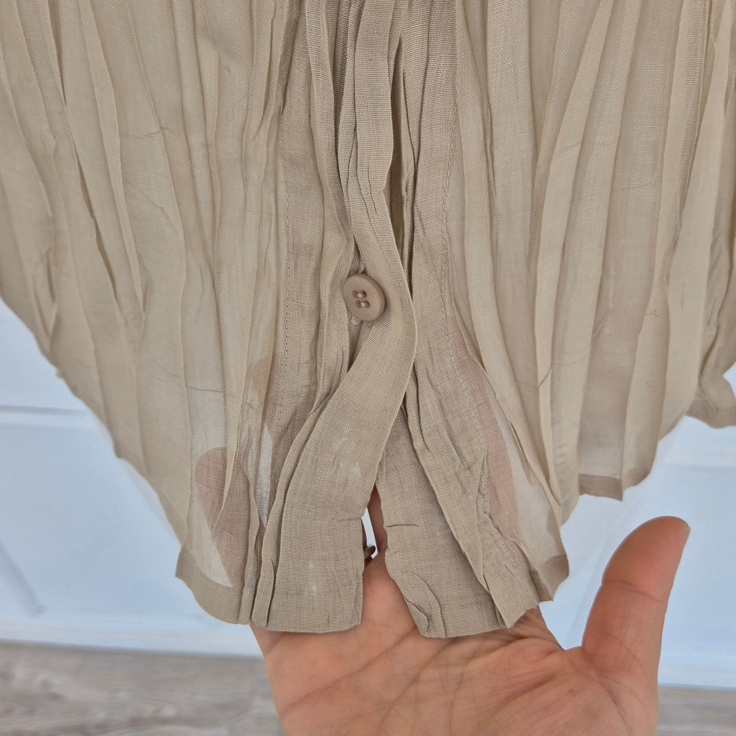 Pleats Please Issey Miyake | Camicia beige manica corta