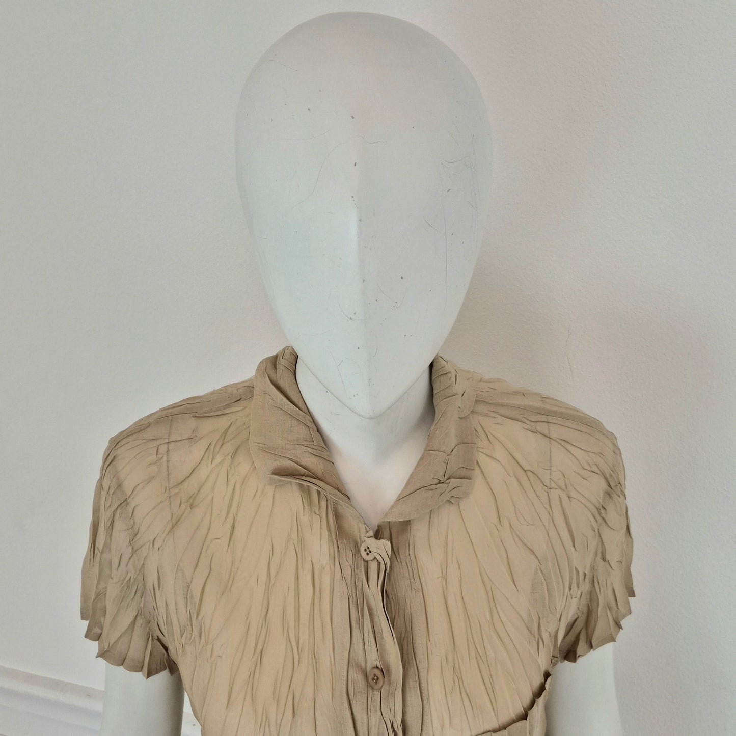 Pleats Please Issey Miyake | Camicia beige manica corta