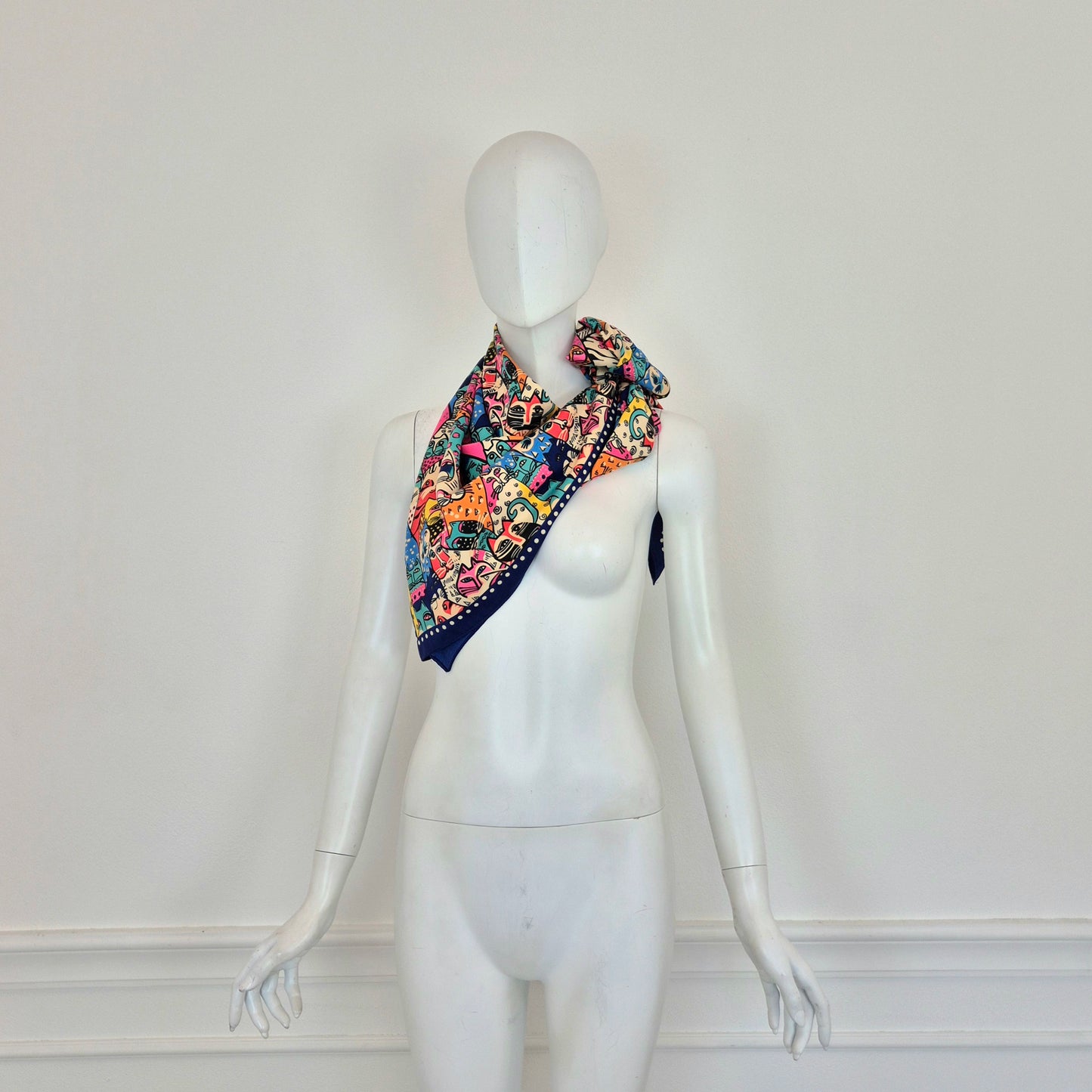 Miu Miu x Luxottica |Foulard in pura seta con gattini