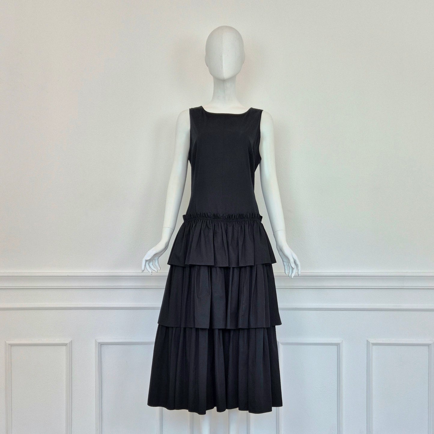 Escada | Abito in cotone nero schiena scoperta