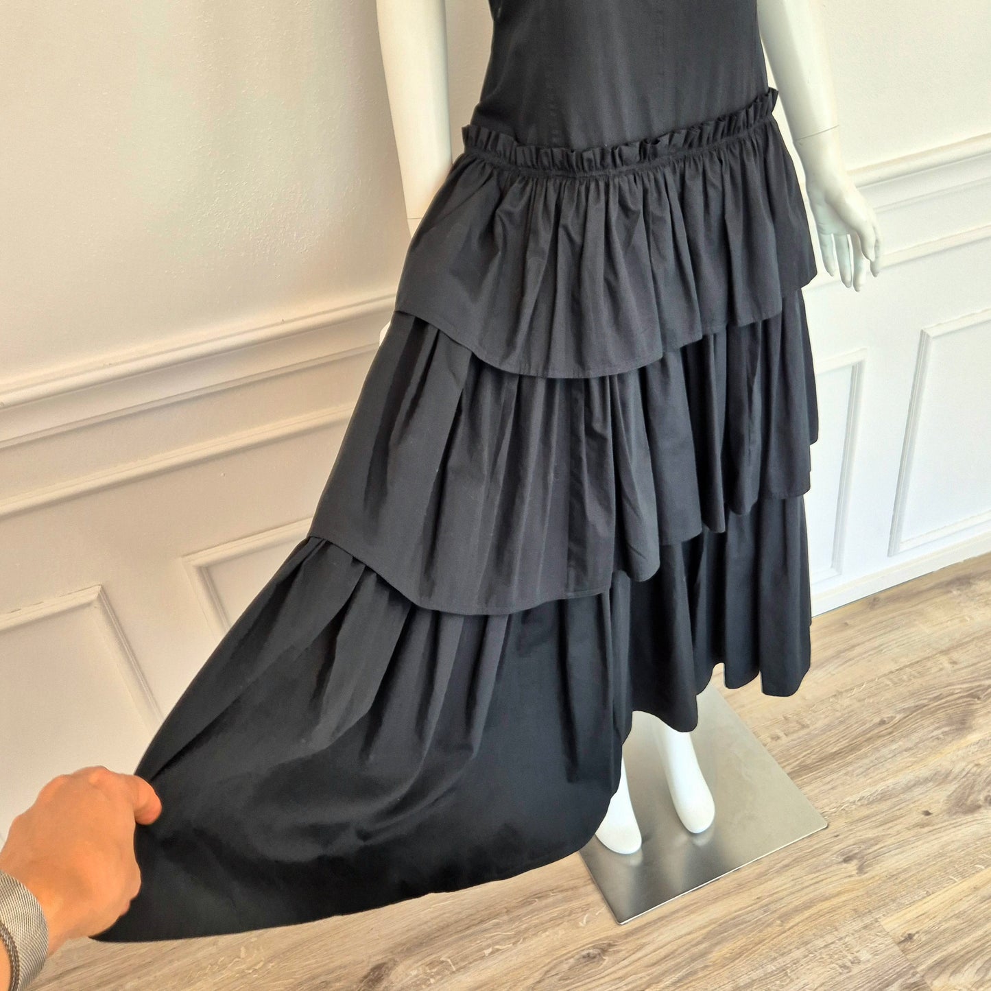 Escada | Abito in cotone nero schiena scoperta