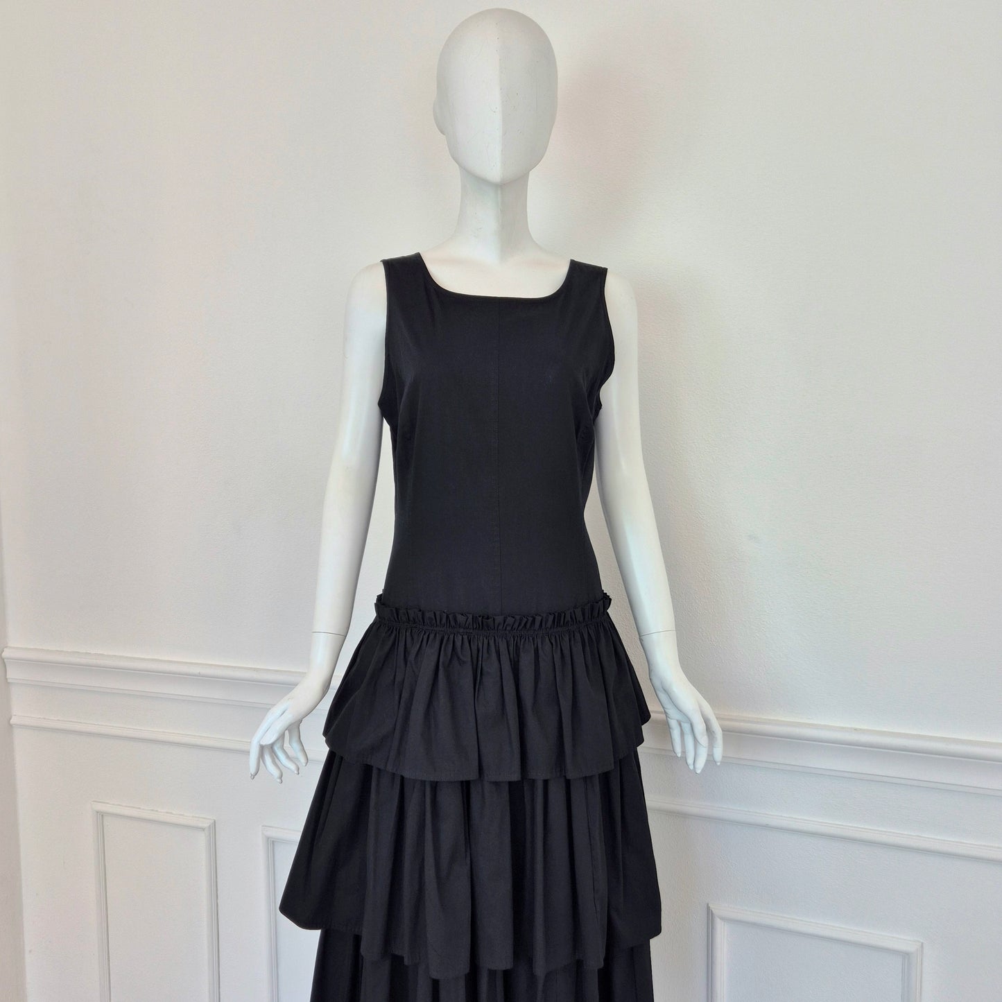 Escada | Abito in cotone nero schiena scoperta