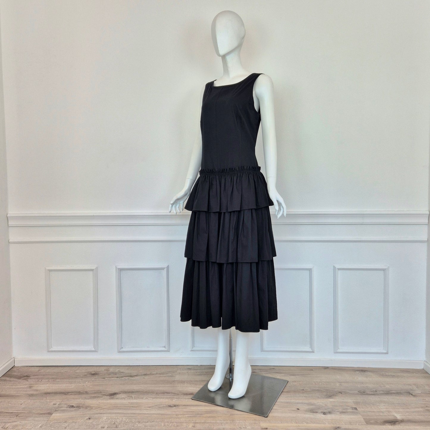 Escada | Abito in cotone nero schiena scoperta