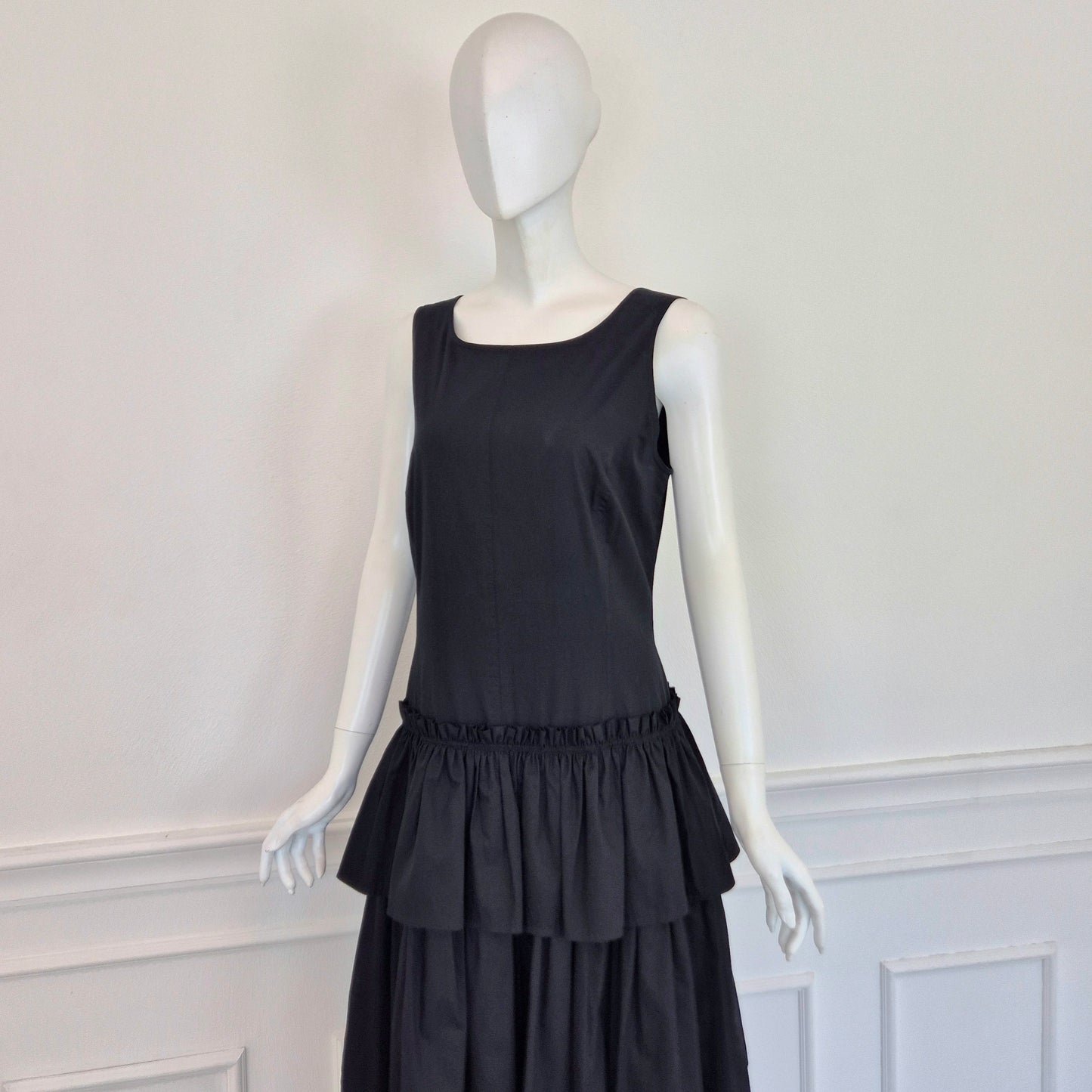 Escada | Abito in cotone nero schiena scoperta