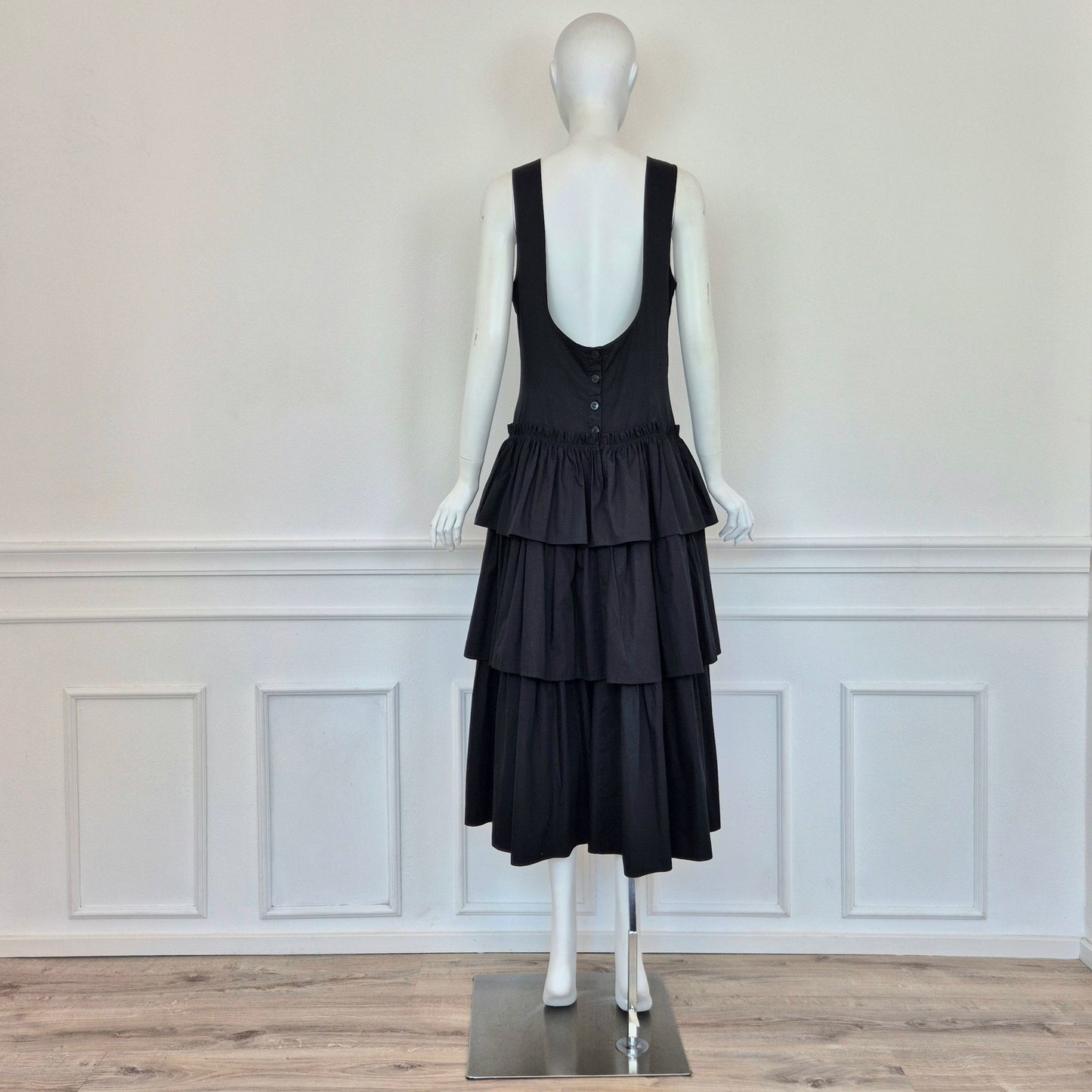 Escada | Abito in cotone nero schiena scoperta
