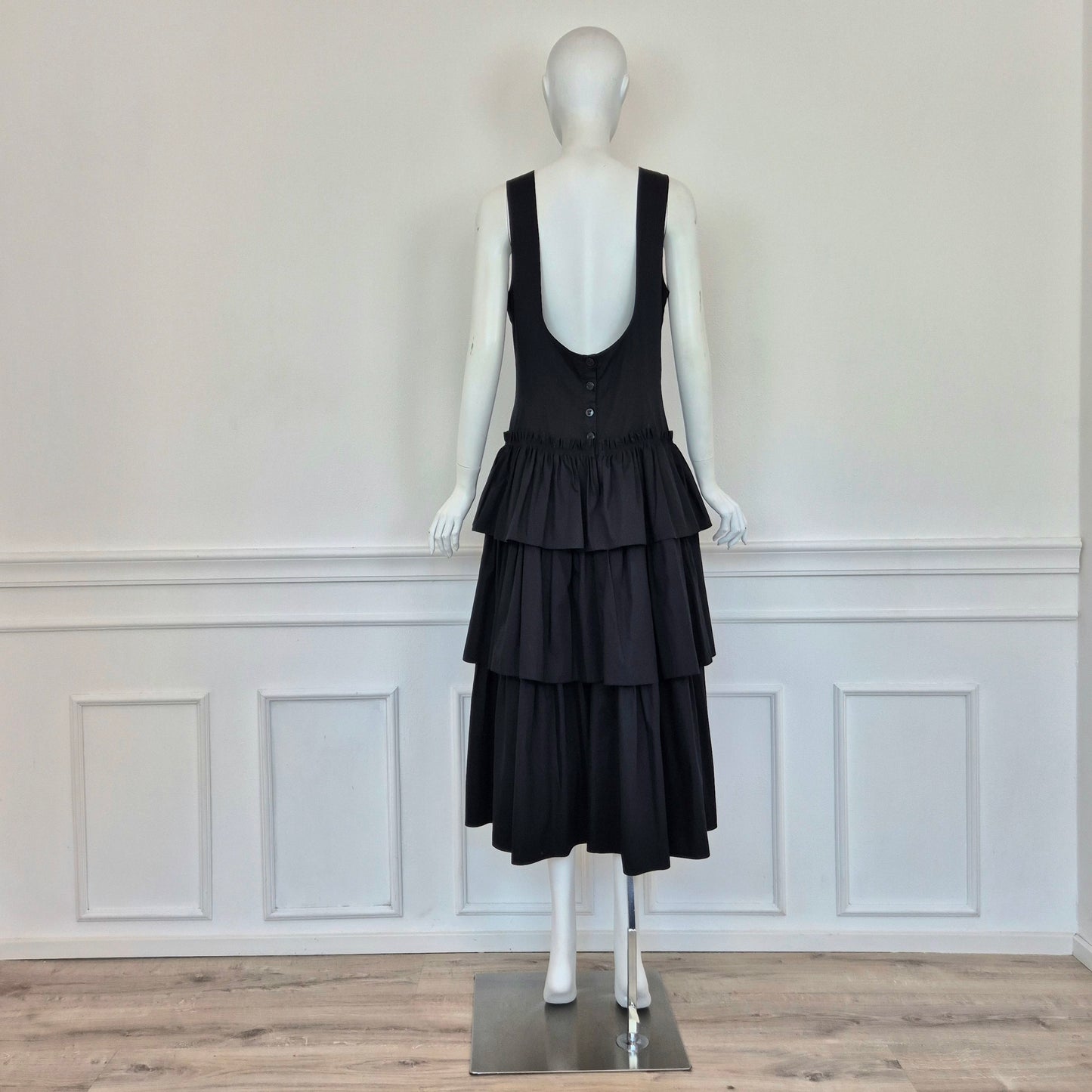 Escada | Abito in cotone nero schiena scoperta