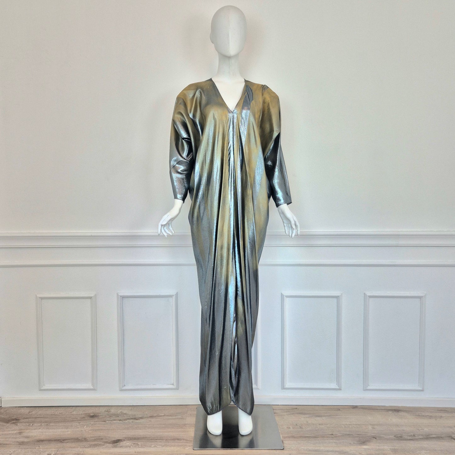 Alberta Ferretti | Abito lungo lamé oro-argento