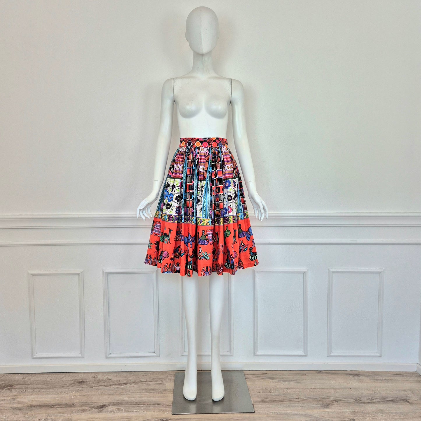 Stella Jean | Gonna a pieghe cotone stampato ss 2016