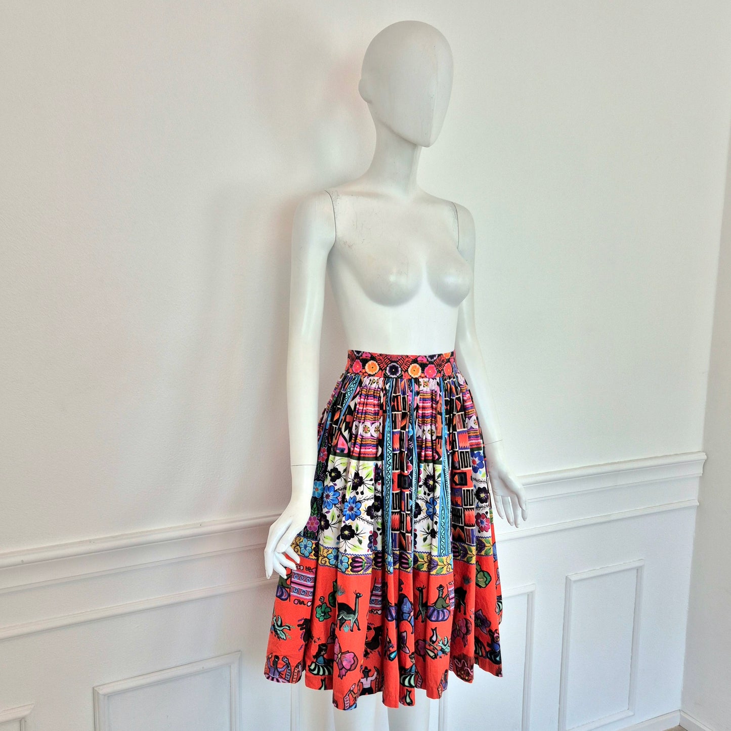 Stella Jean | Gonna a pieghe cotone stampato ss 2016