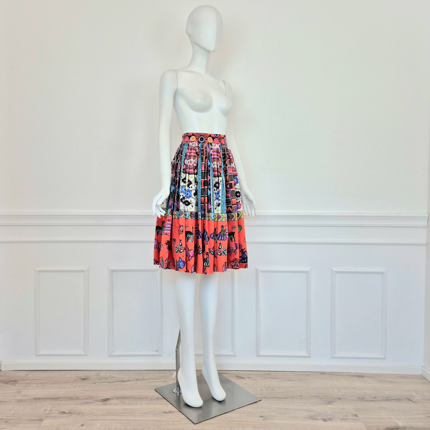 Stella Jean | Gonna a pieghe cotone stampato ss 2016