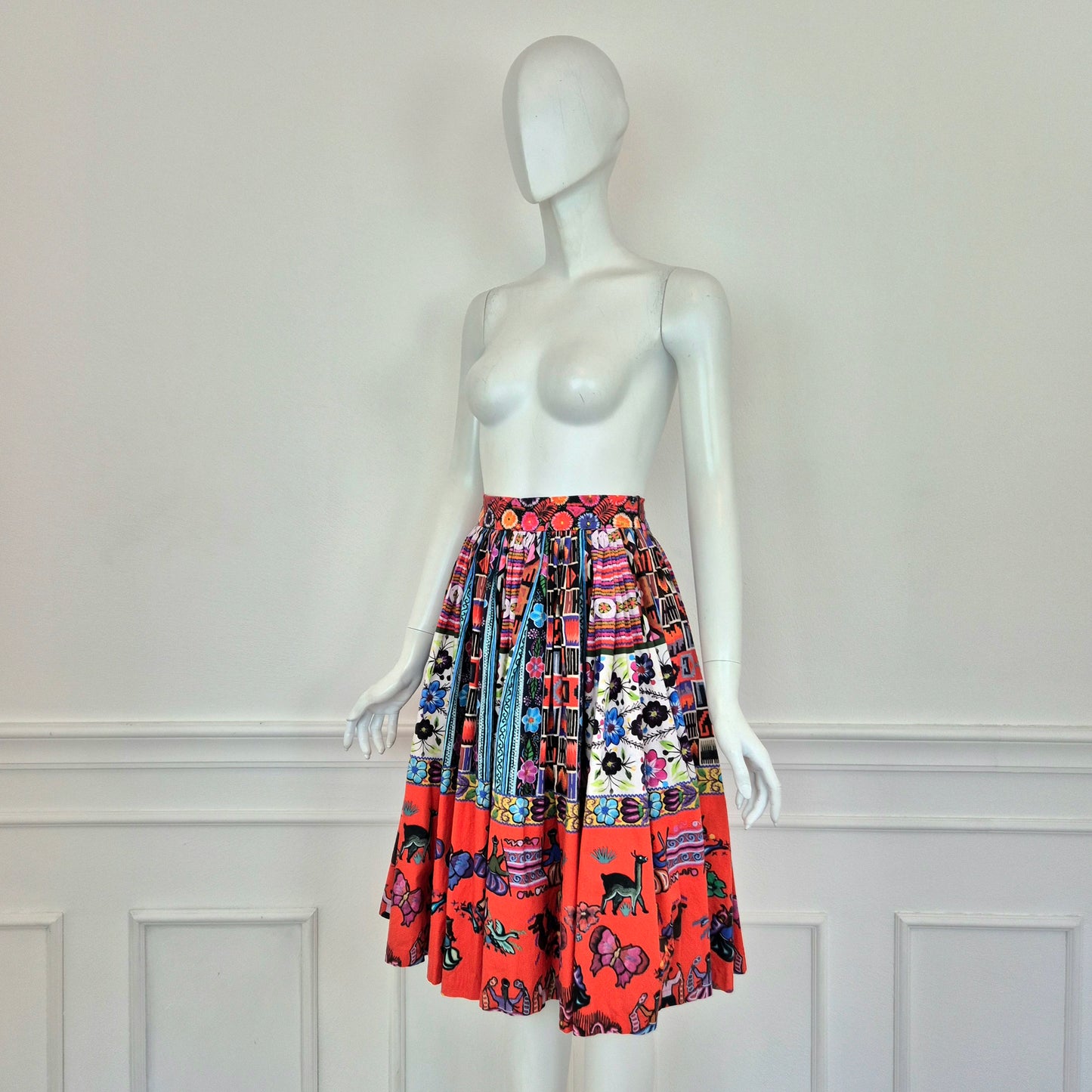 Stella Jean | Gonna a pieghe cotone stampato ss 2016