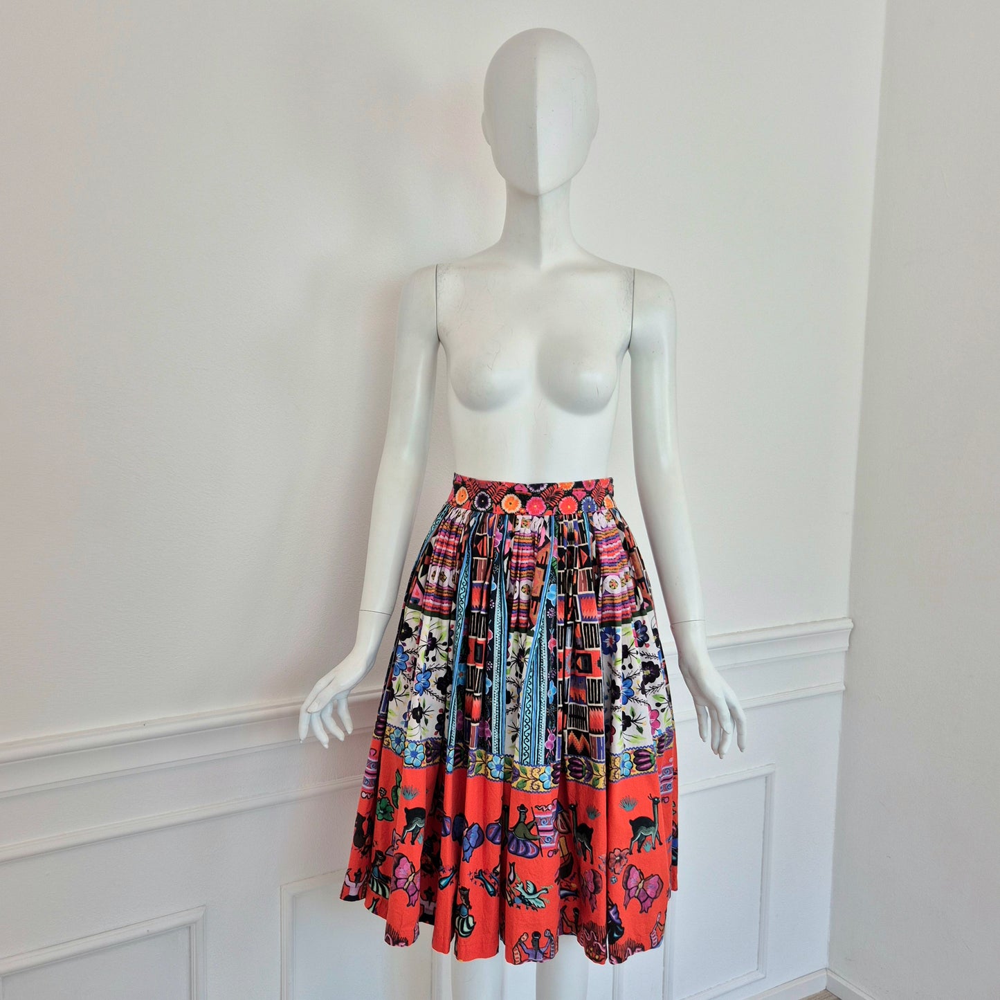 Stella Jean | Gonna a pieghe cotone stampato ss 2016