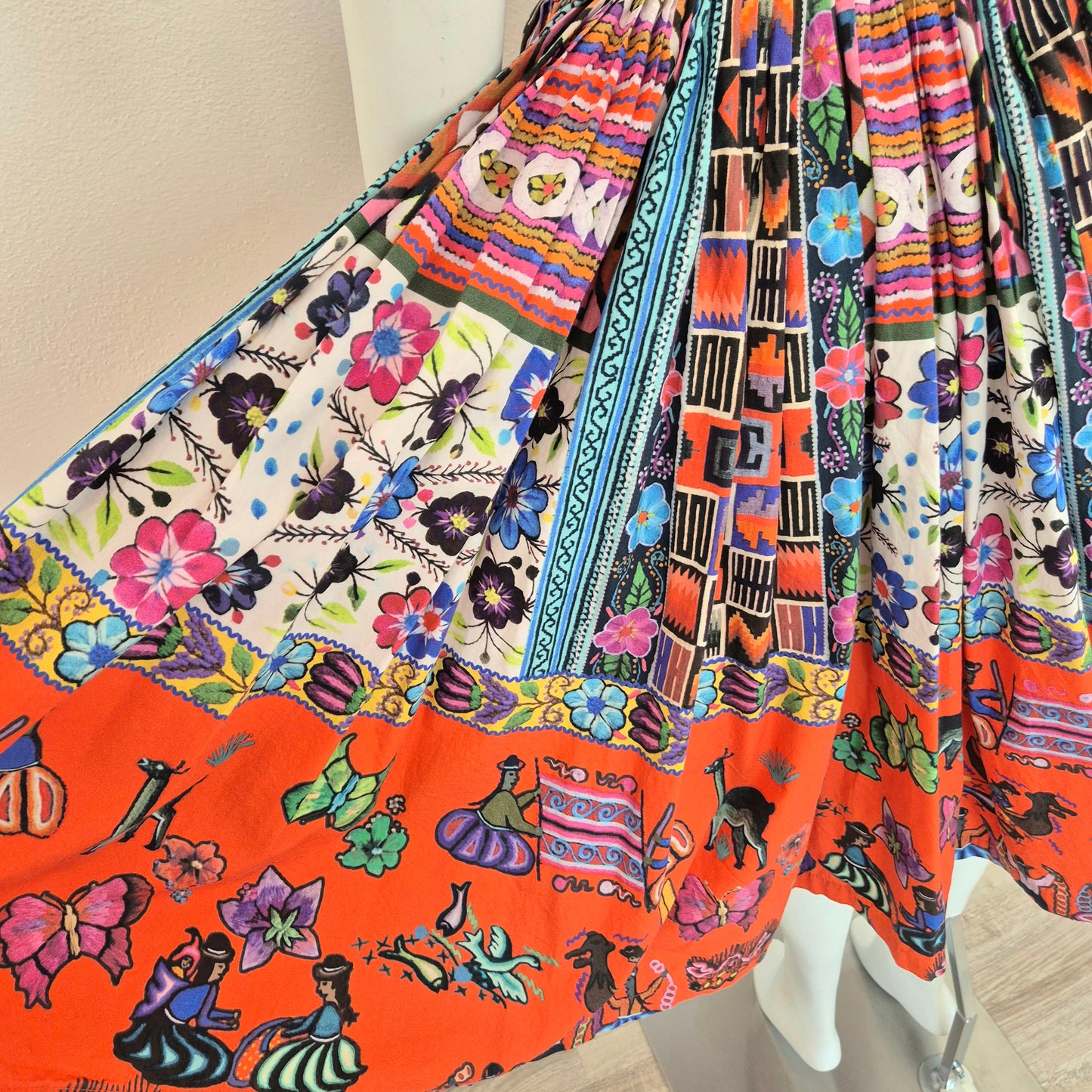 Stella Jean | Gonna a pieghe cotone stampato ss 2016
