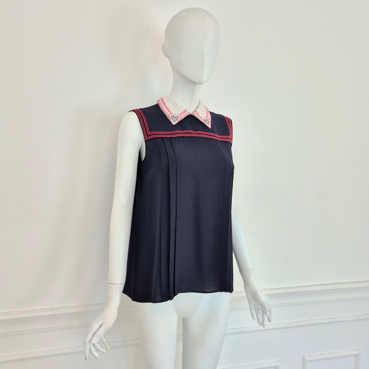 Miu Miu | Top con colletto cuori ricamati