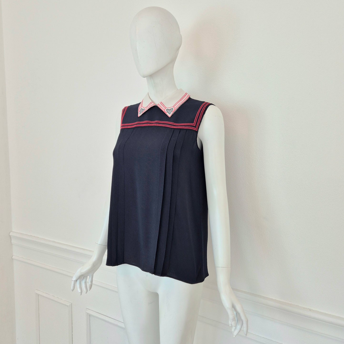 Miu Miu | Top con colletto cuori ricamati