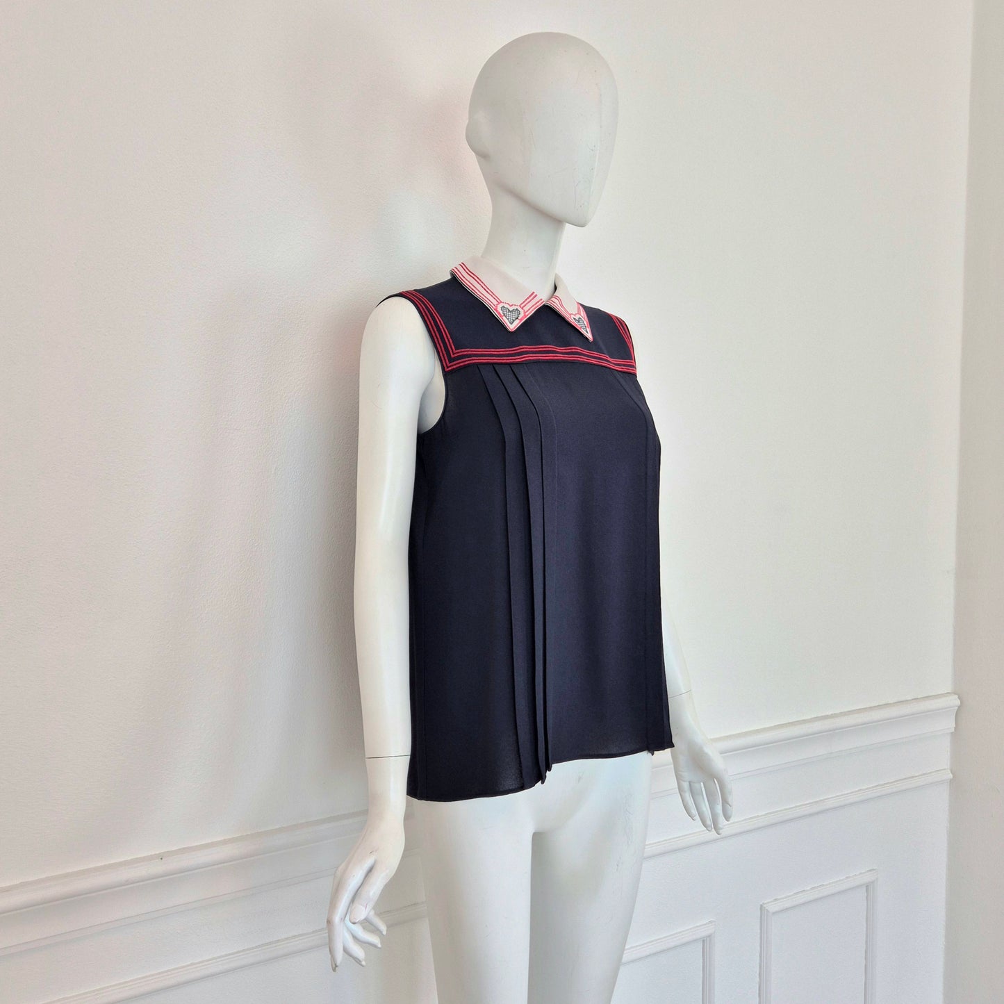 Miu Miu | Top con colletto cuori ricamati