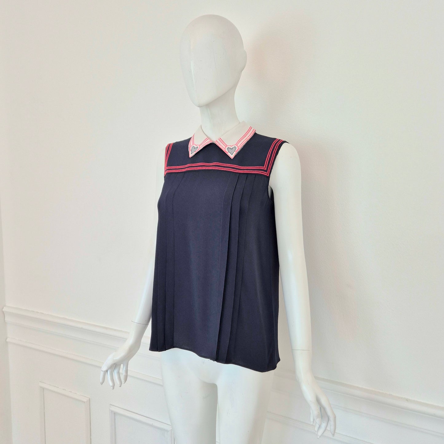 Miu Miu | Top con colletto cuori ricamati